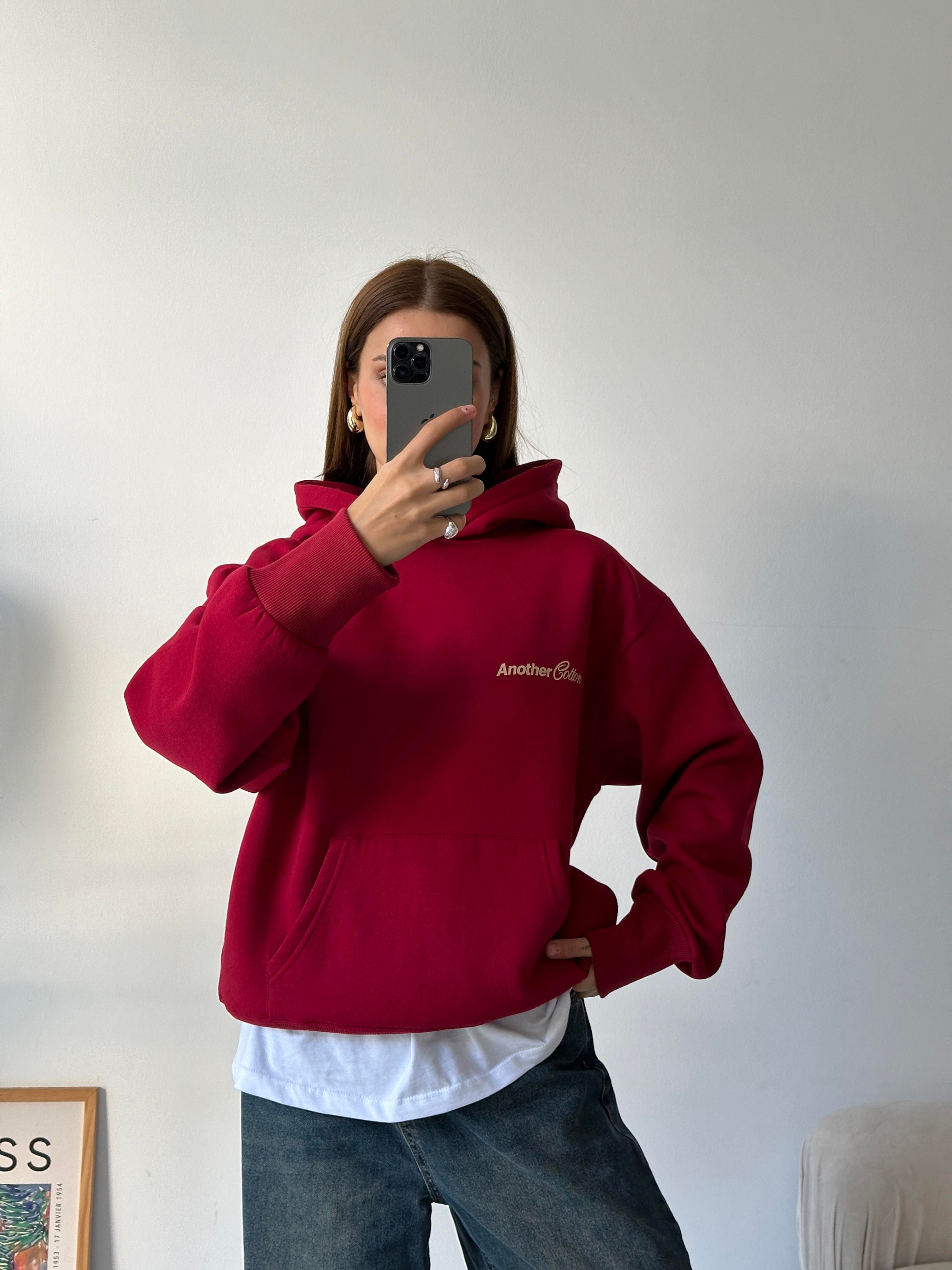 Another Kapüşonlu Sweatshirt Bordo