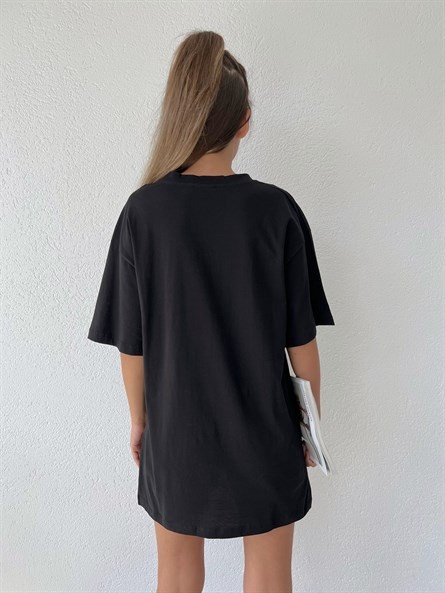 Not Perfect İşleme Oversize Basic Siyah-Beyaz