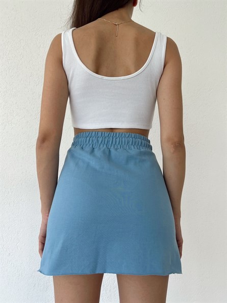 Yazı İşleme Mini Spor Etek Mavi