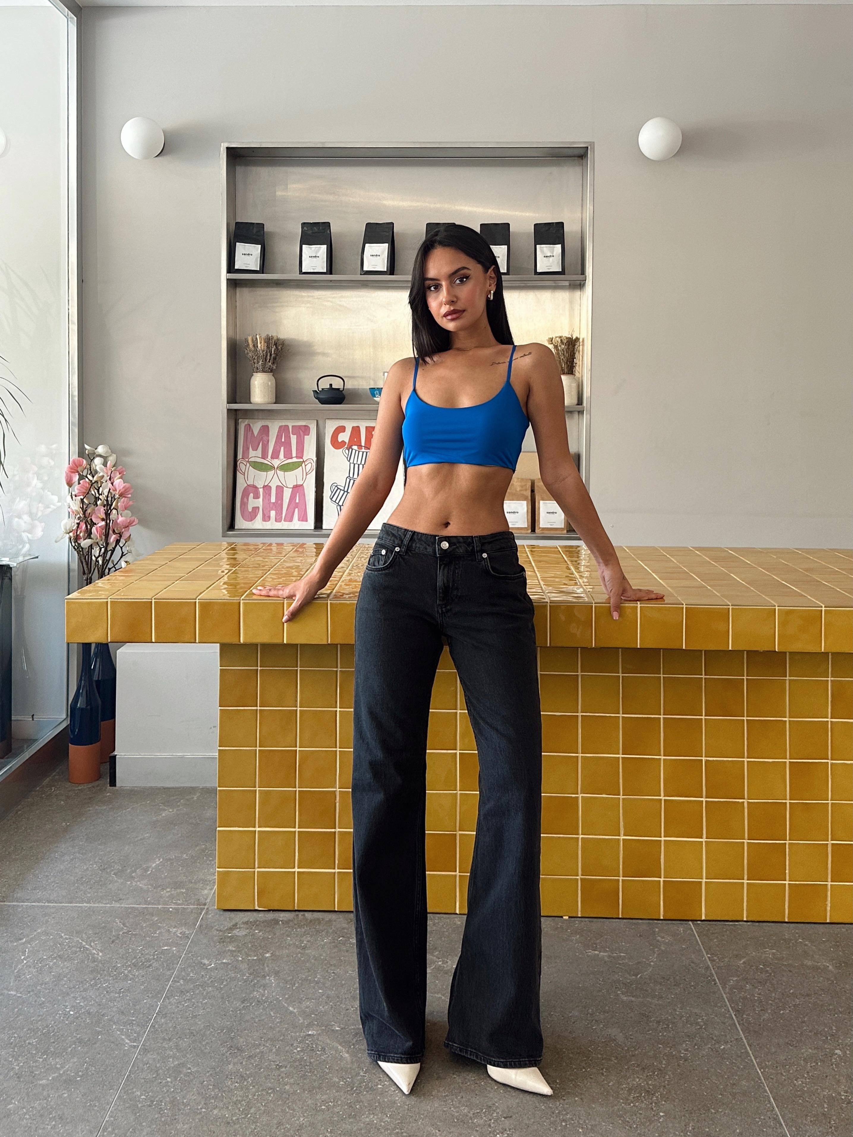 Orta Bel Wide Leg Jean  - Siyah