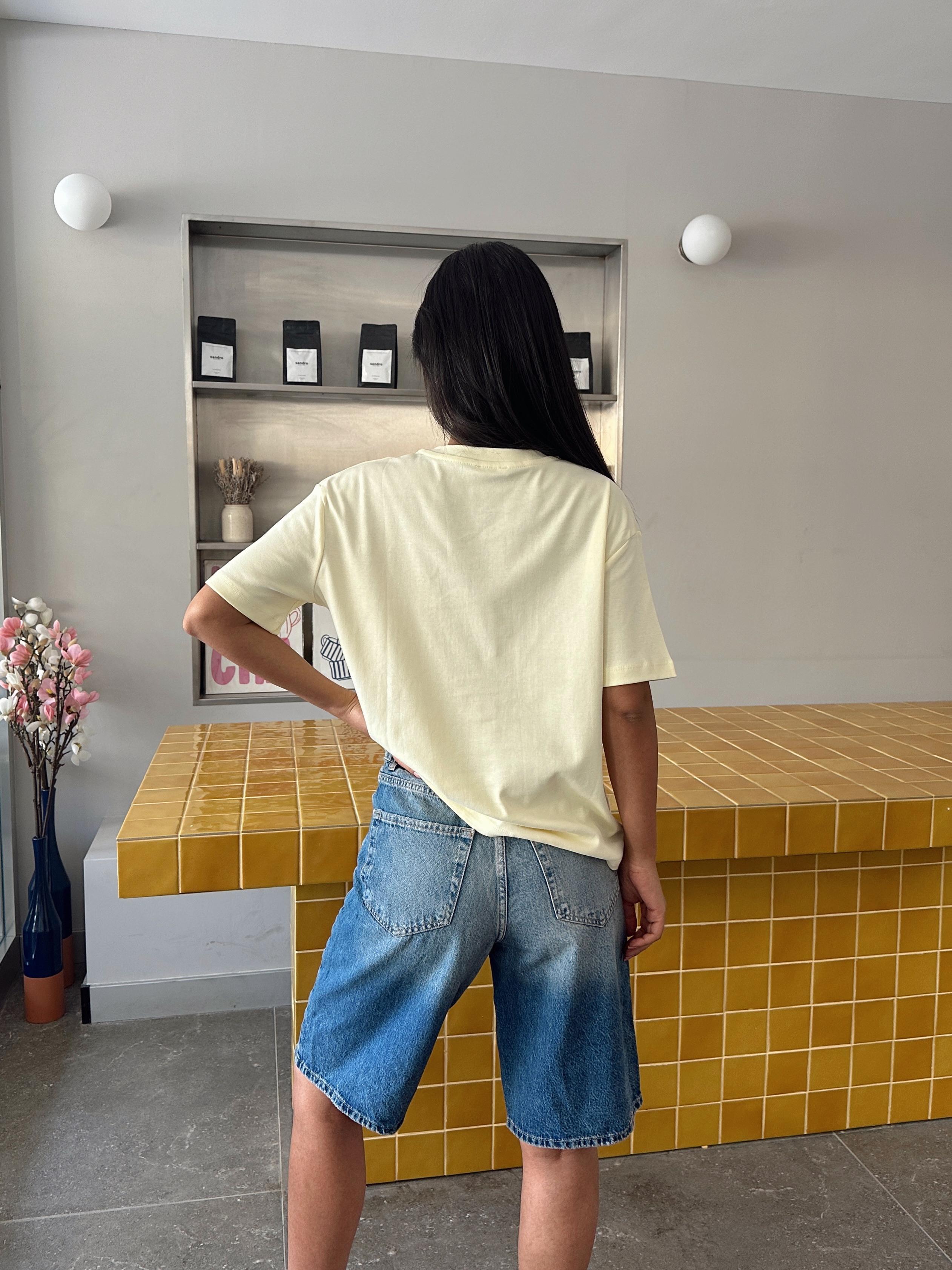 İnci Detay Oversize Basic - Sarı