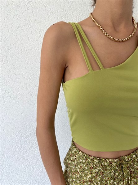 Çift Askı Detay Sandy Crop Yağ Yeşili