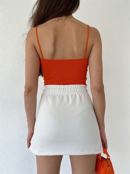 Yazı İşleme Mini Spor Etek Beyaz