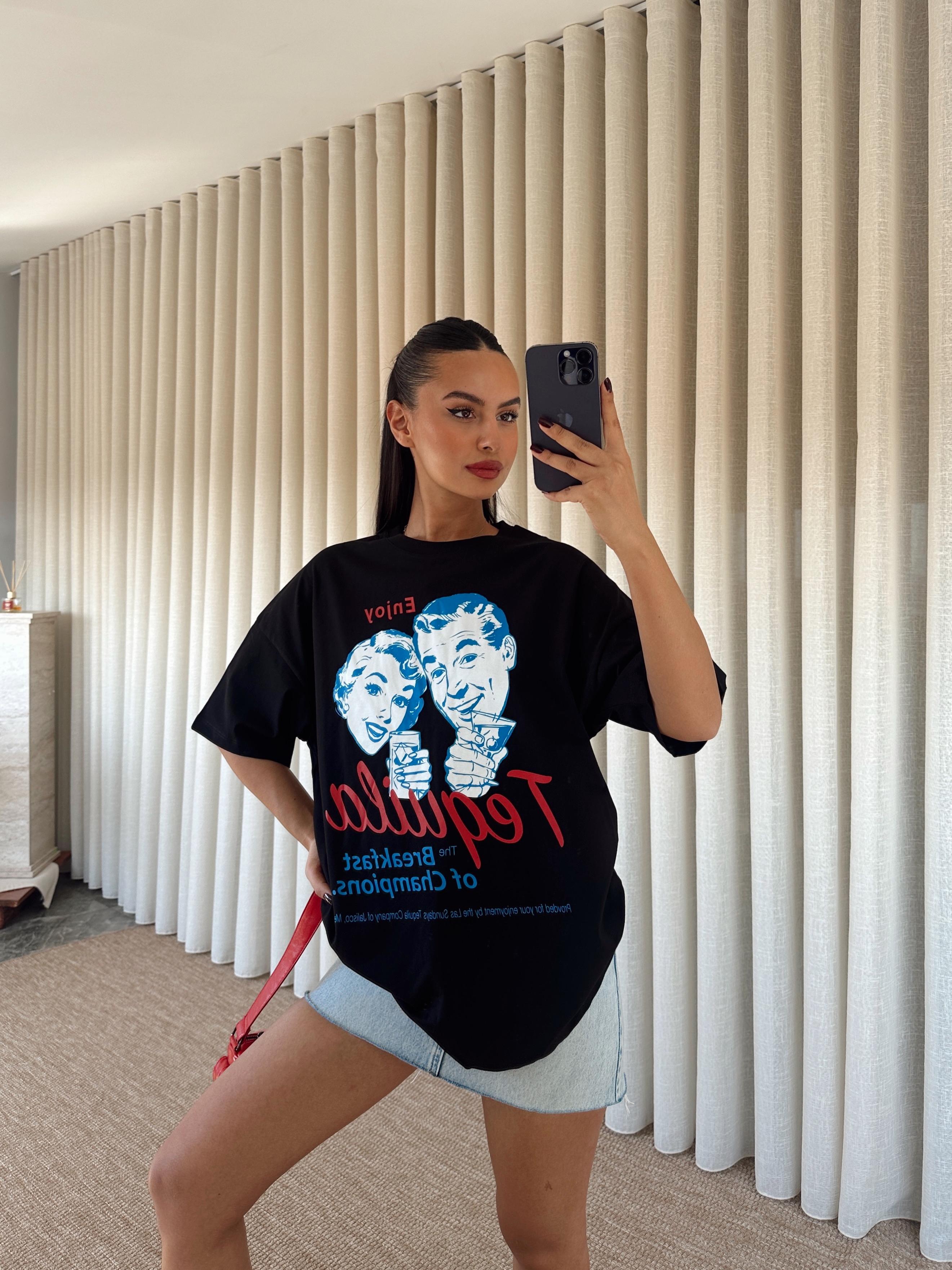 Tequila Baskılı Tshirt Siyah