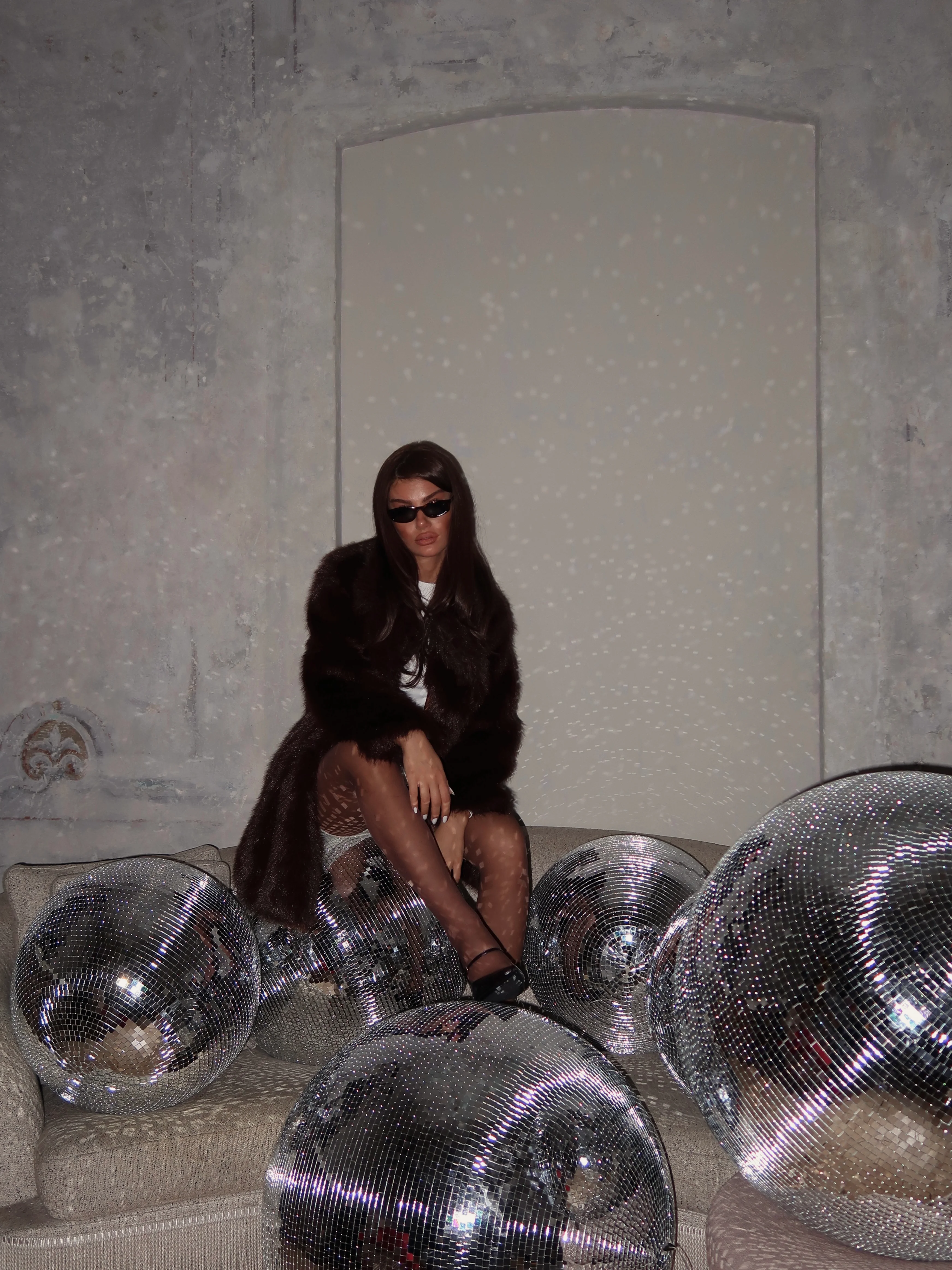 Premium Yakalı Uzun Kürk - Acı kahve