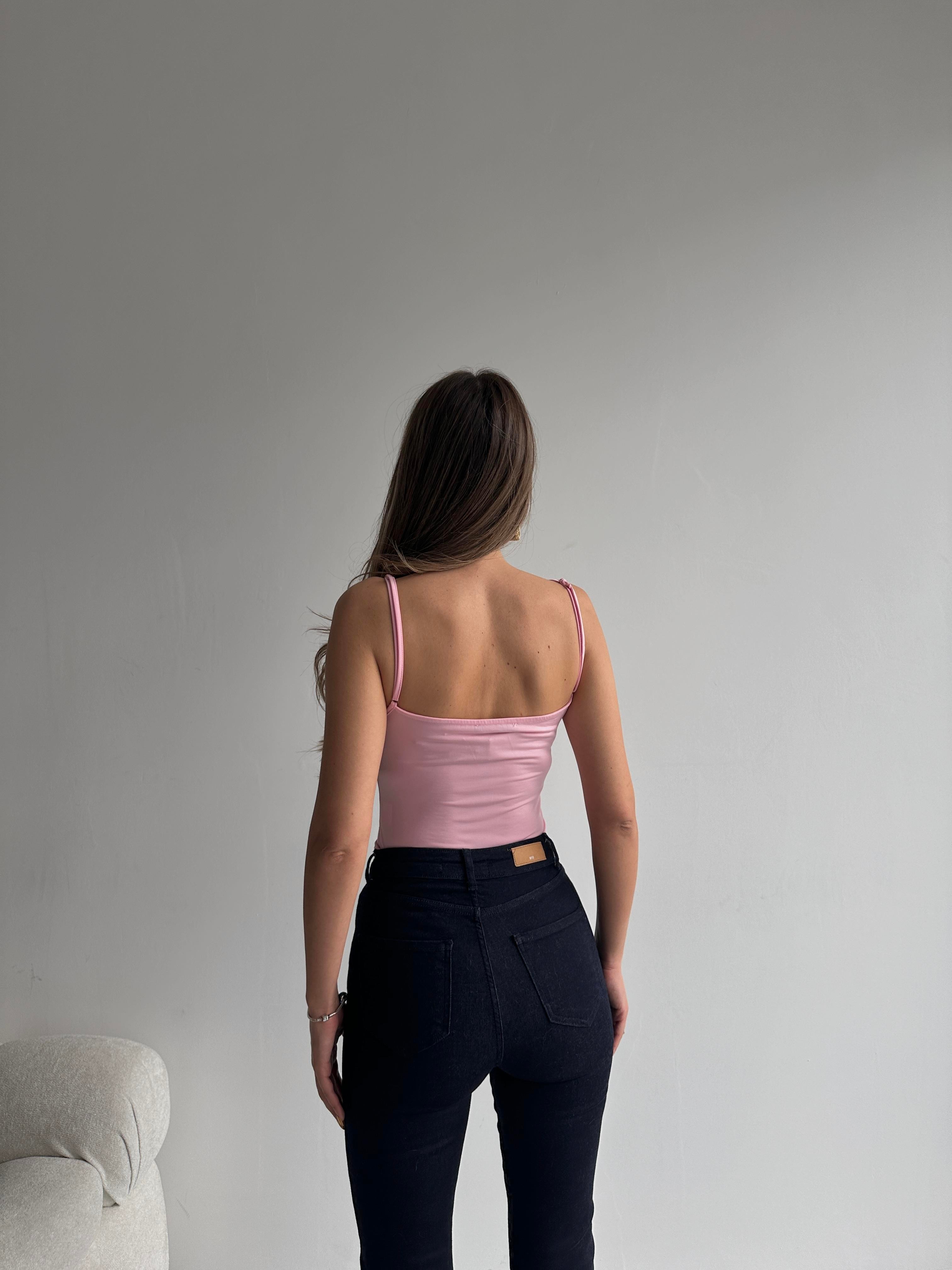 Flow Askılı Bodysuit Pembe