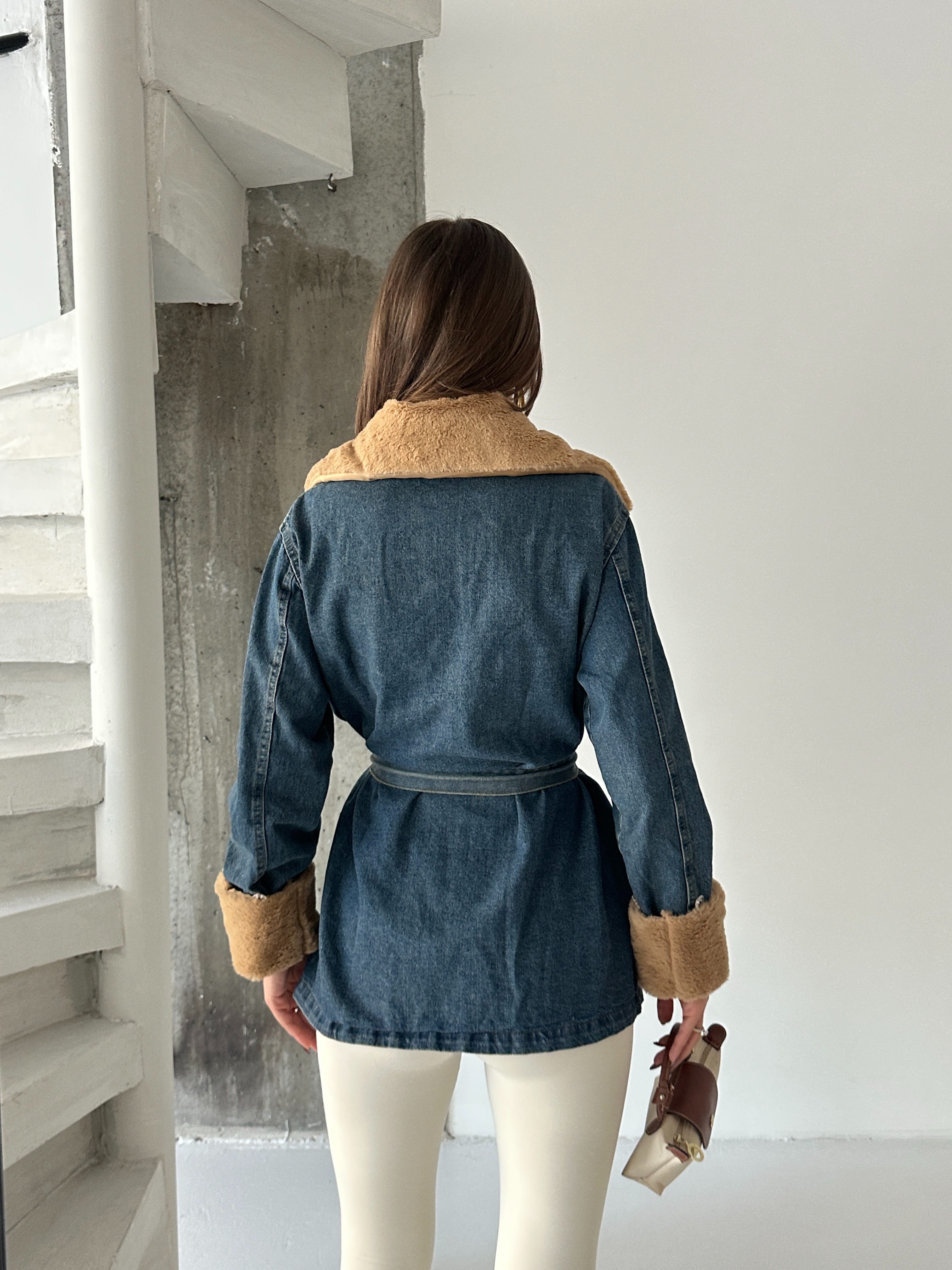 Yakası Kürklü Denim Ceket
