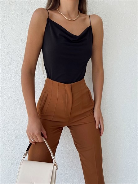 İp Askı Degaje Bluz Siyah