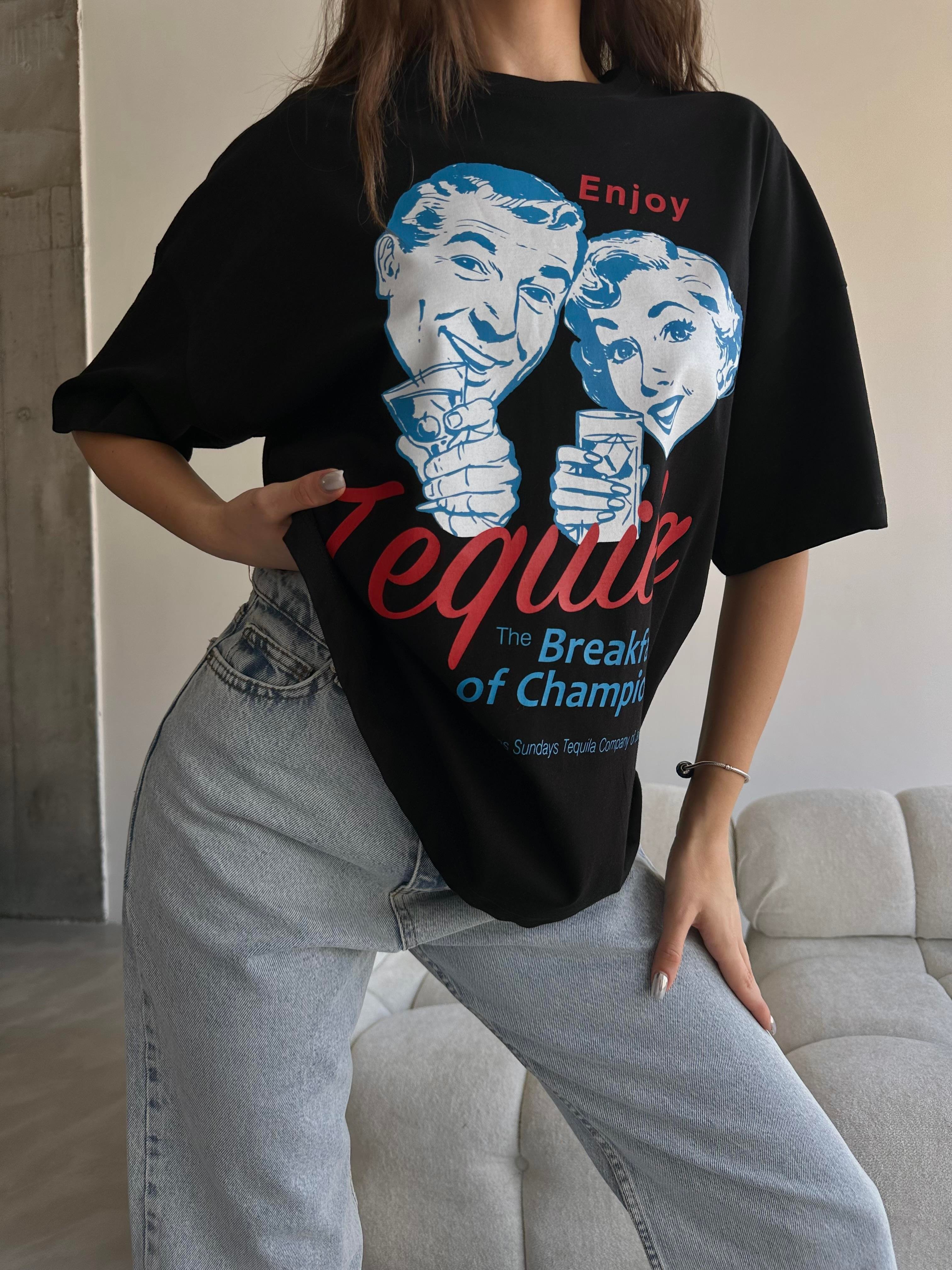 Tequila Baskılı Tshirt Siyah