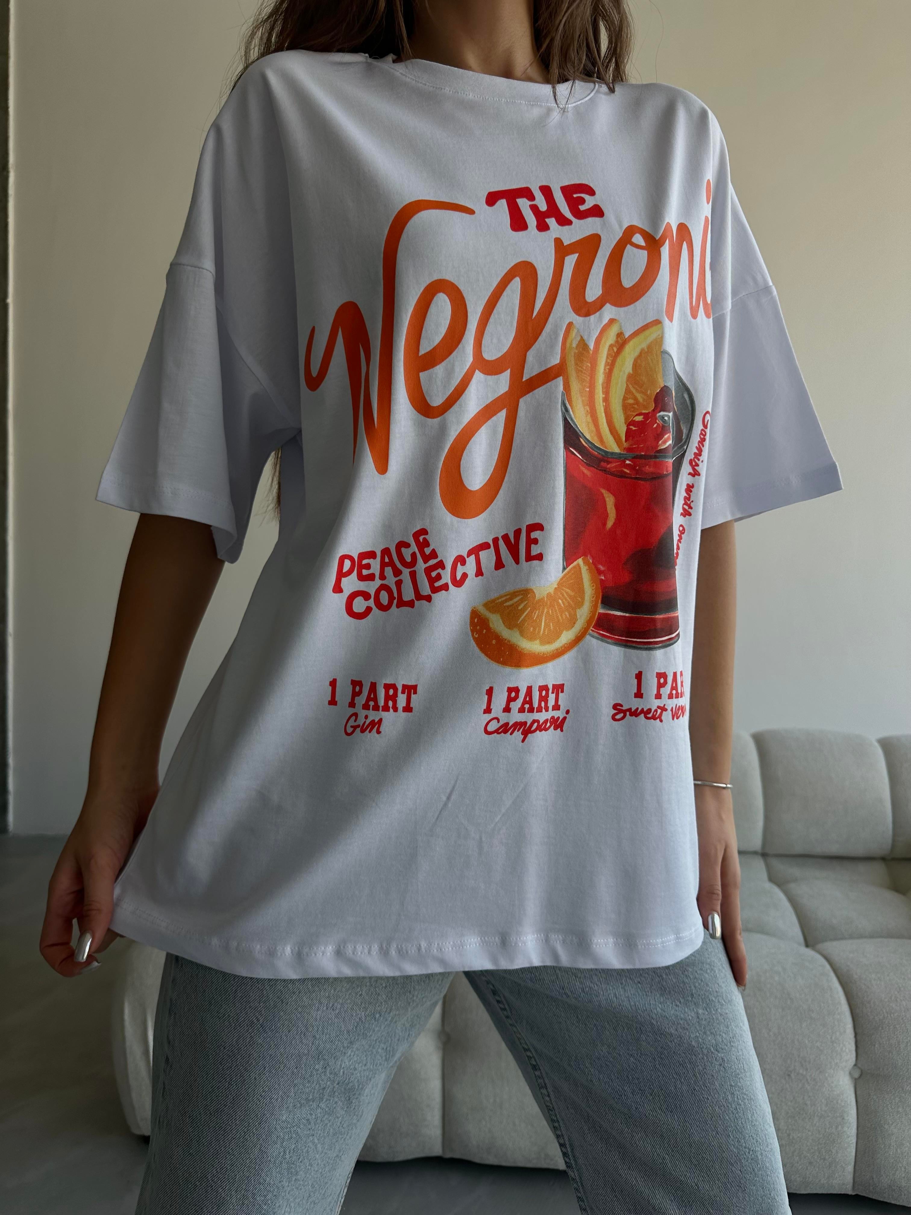 Negroni Baskılı Tshirt Beyaz