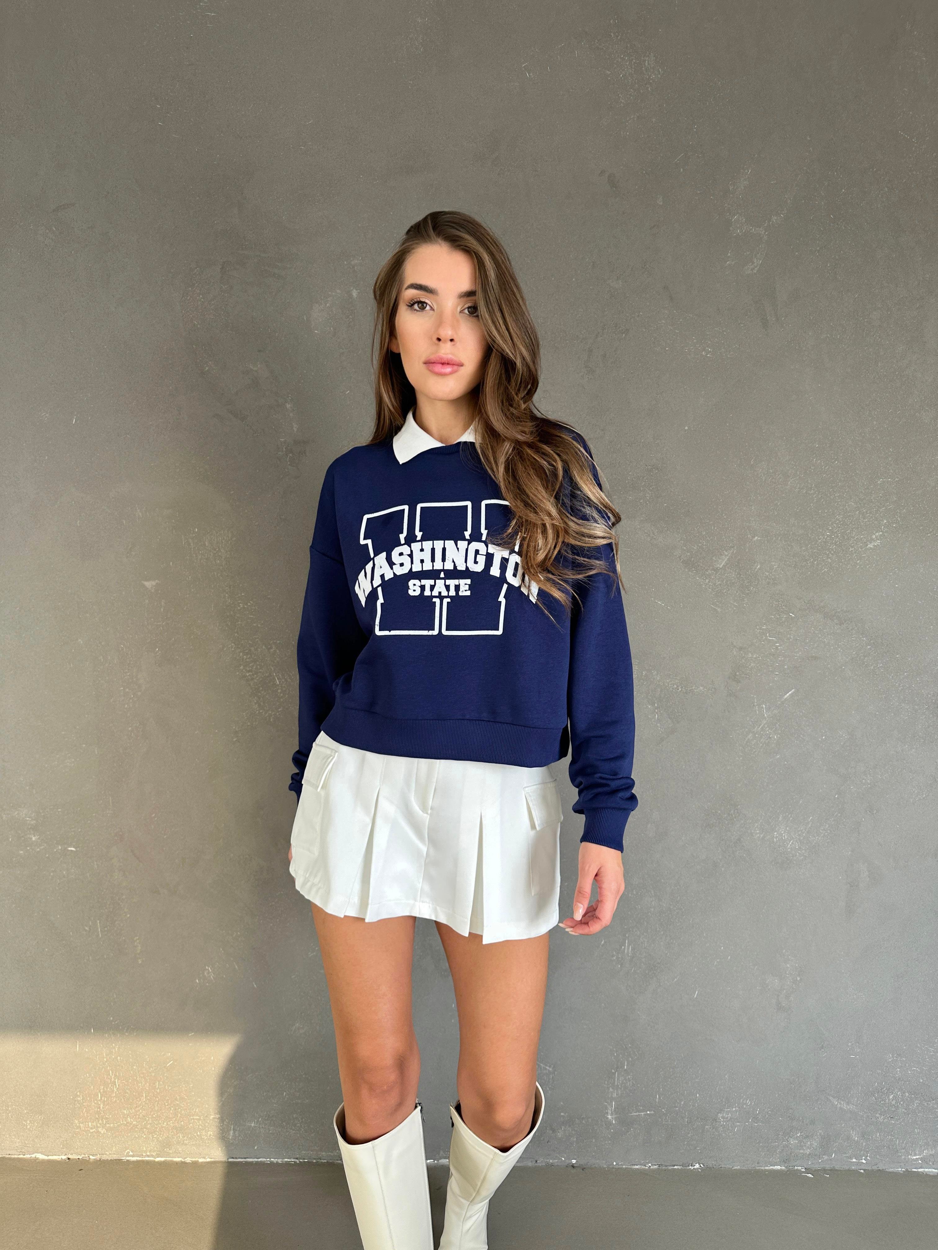 Bebe Yaka Sweatshirt Lacivert
