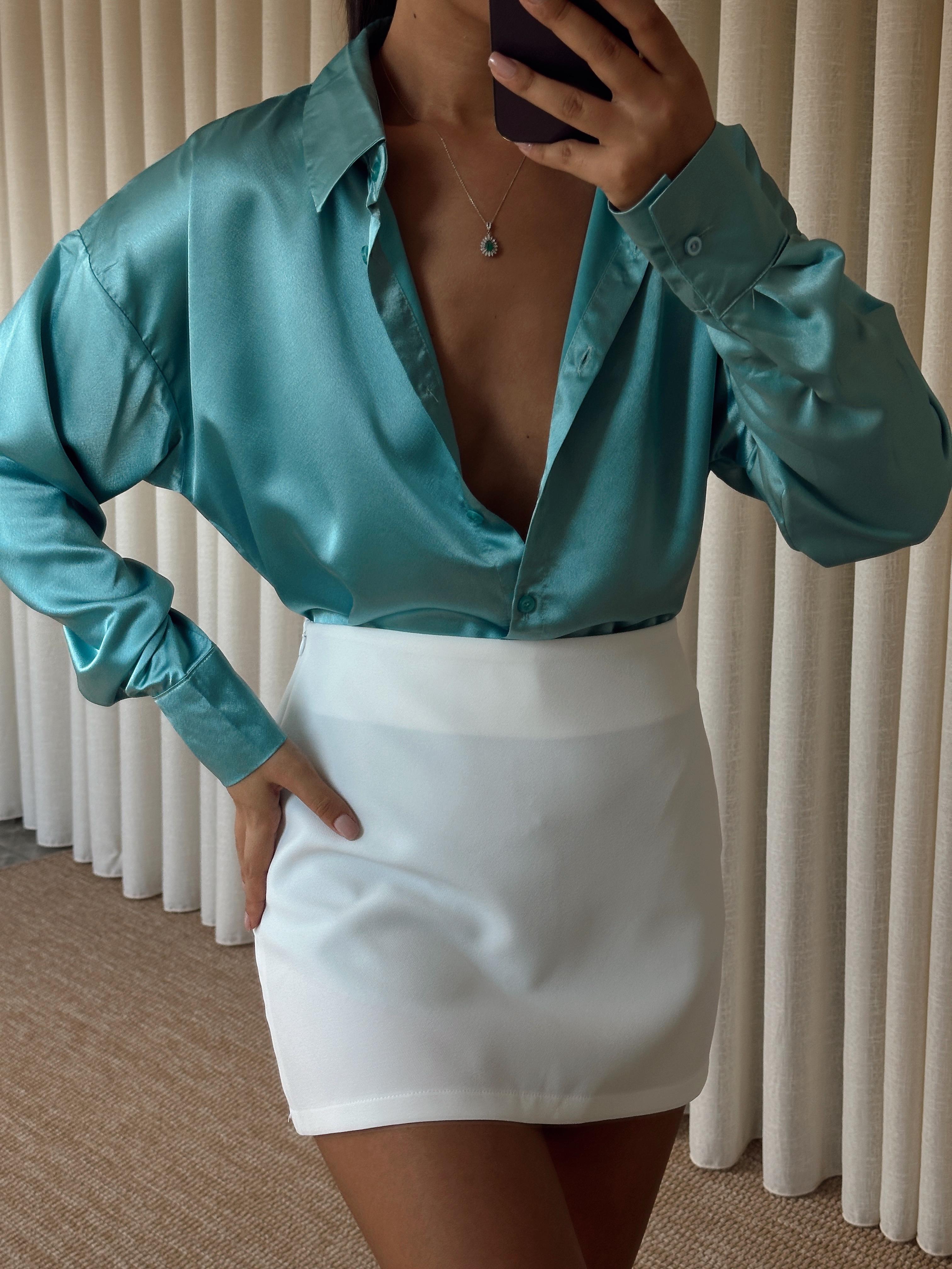 Oversize Saten Gömlek