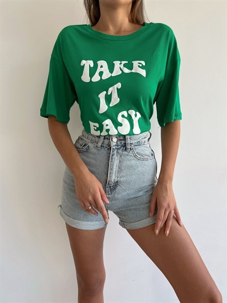 Take It Easy Oversize Basic Yeşil