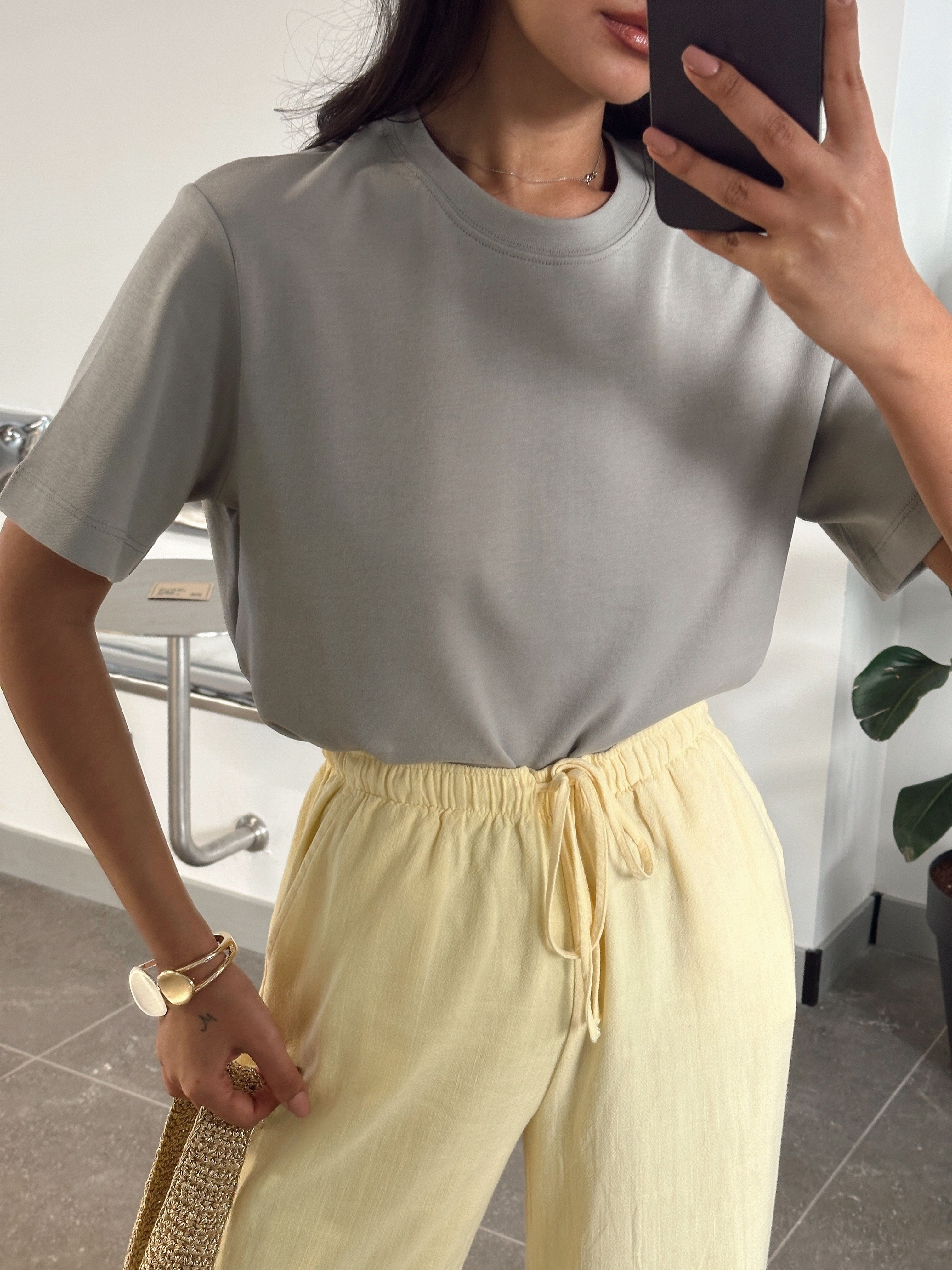 Düz Oversize Basic - Gri