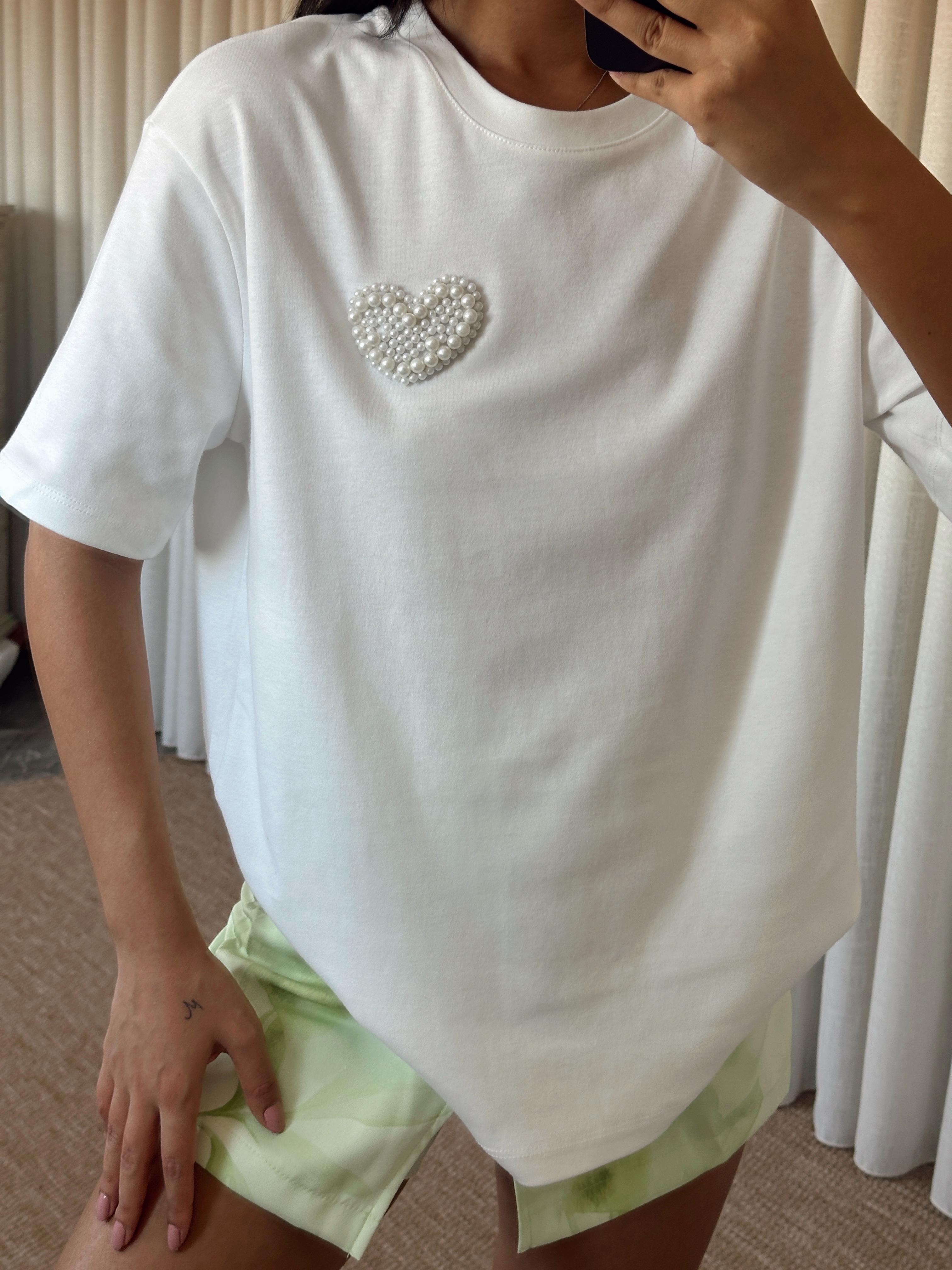 İnci Detay Oversize Basic - Beyaz