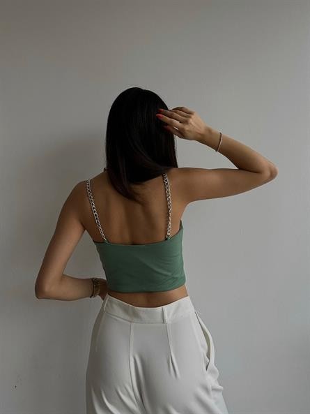 Cup Detay Zincirli Büstiyer Mint