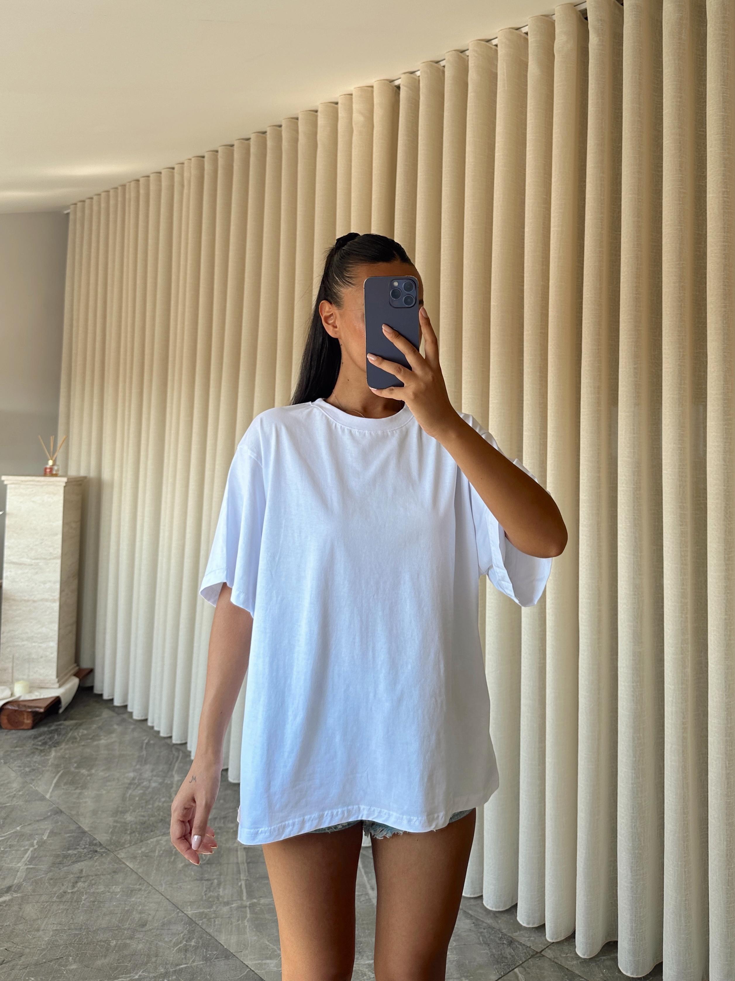 Oversize Düz Basic  - Ekru