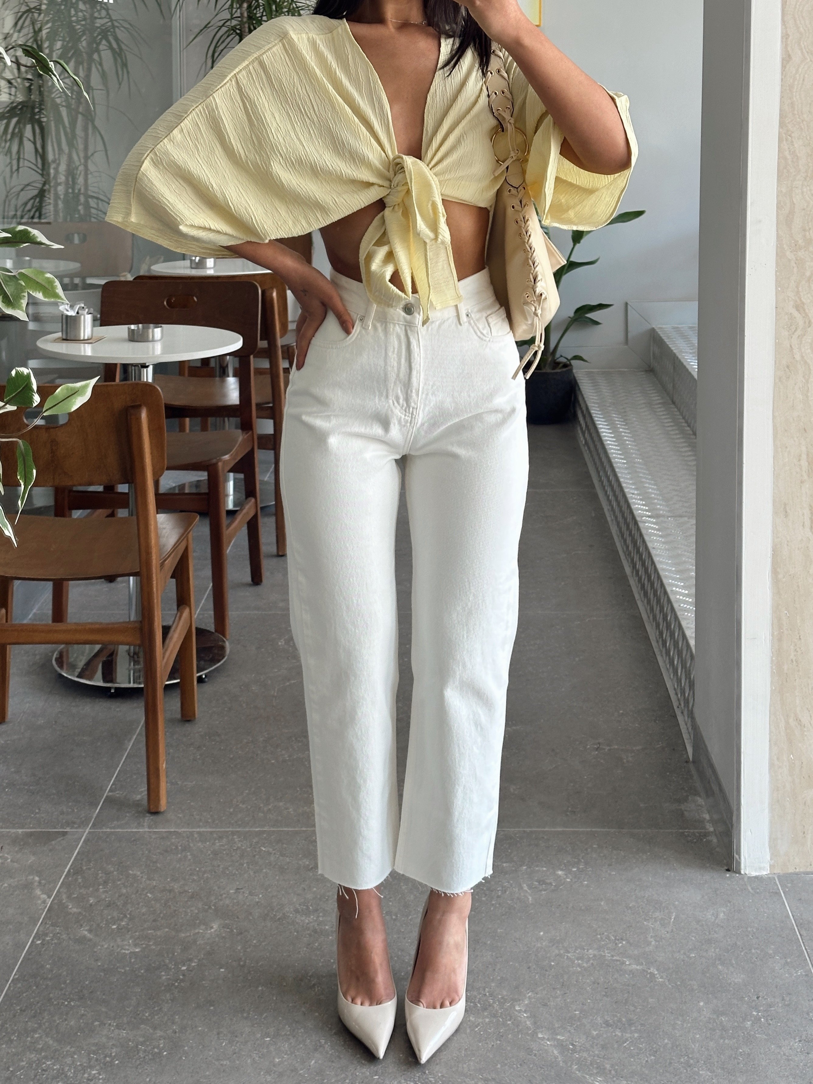 Massimo Mom Fit Jean - Beyaz