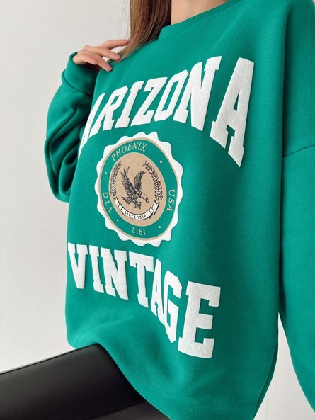 Arizona Vintage 3 İplik Oversize Sweat Koyu Yeşil