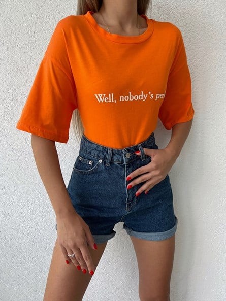 Nobody’s Perfect Oversize Basic Turuncu
