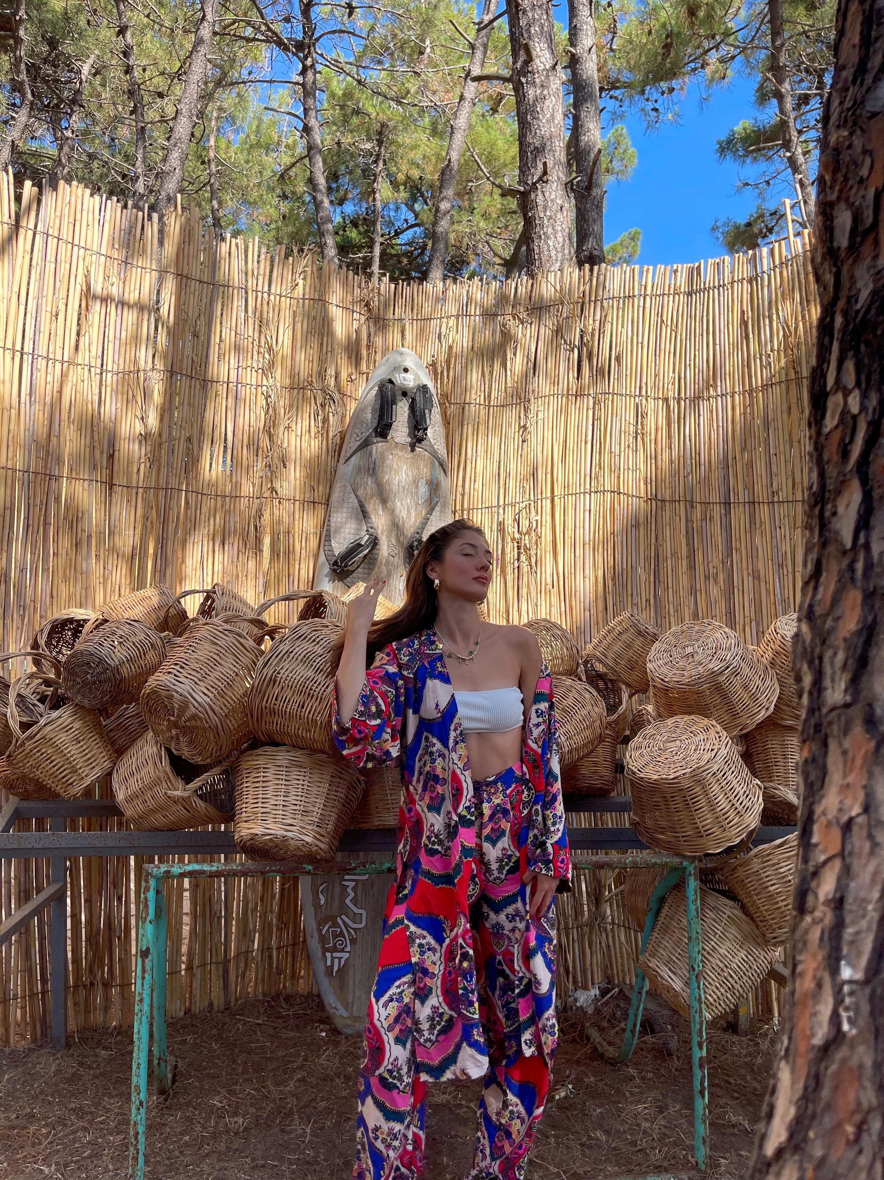 Etnik 2’li Kimono Takım Mavi