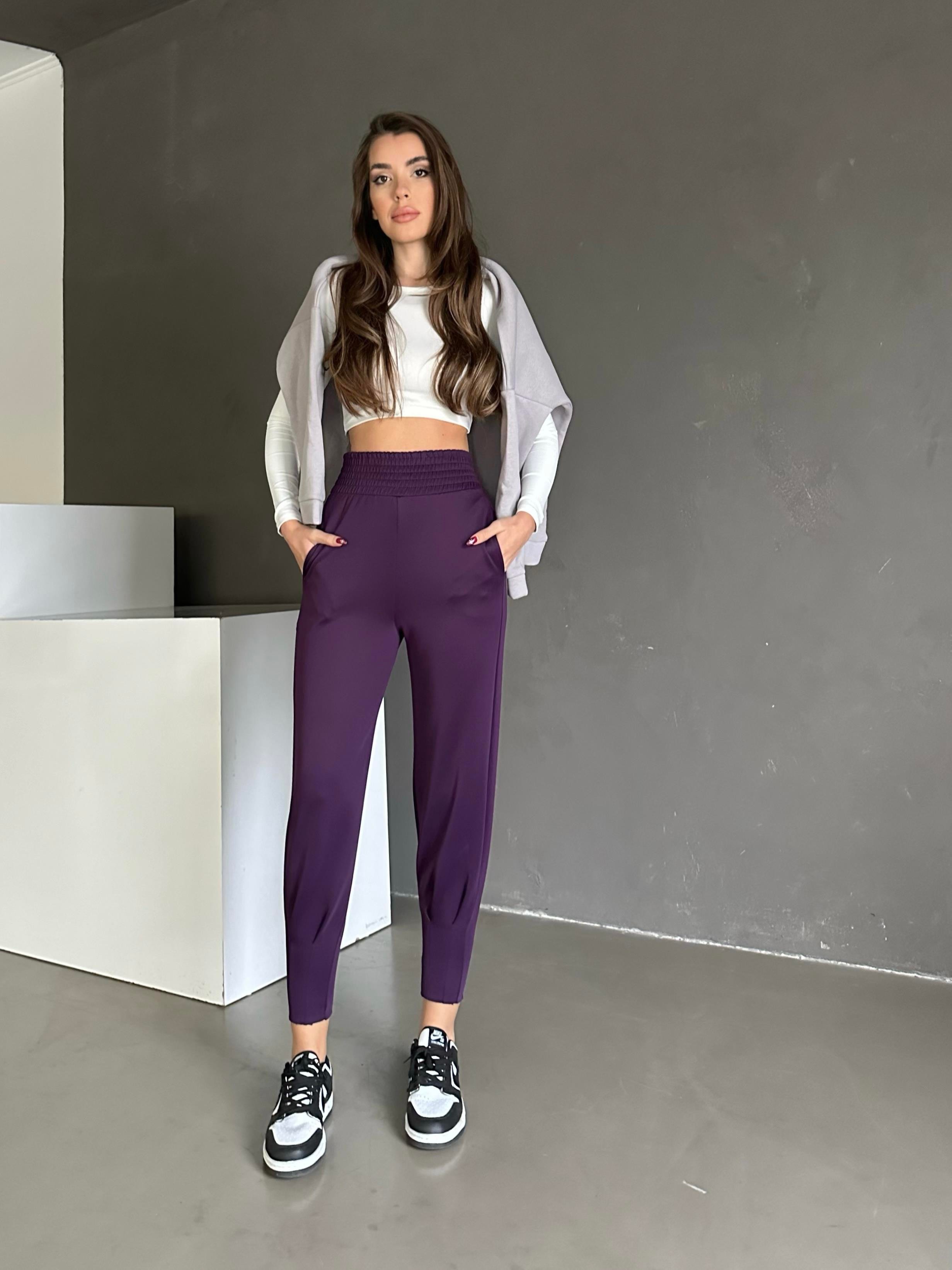 Bel Lastik Pliseli Scuba Jogger Eşofman Mürdüm