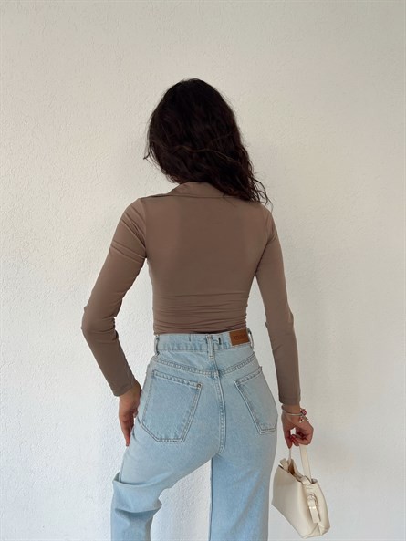 Polo Yaka Sandy Bodysuit Vizon