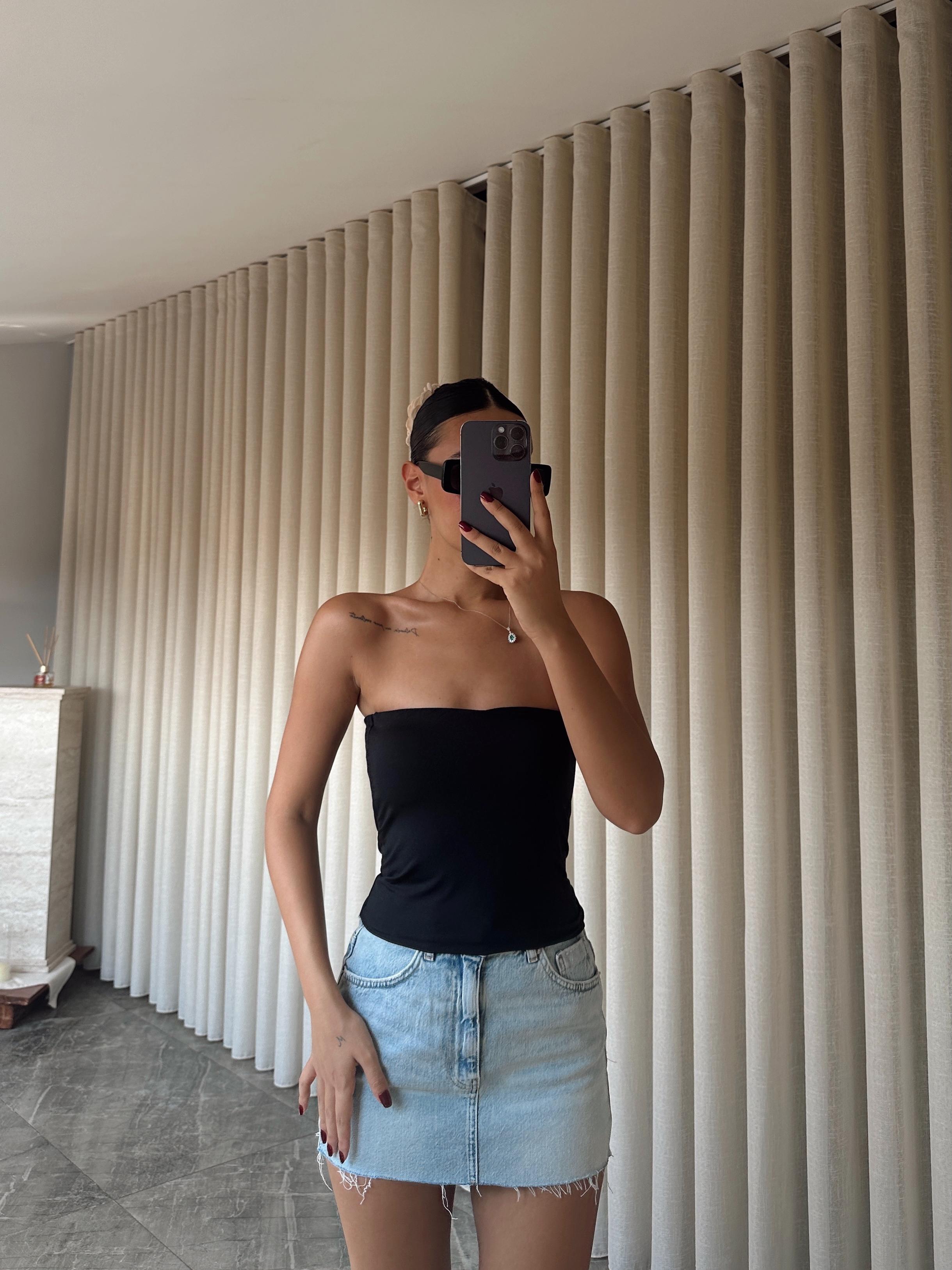 Scuba Straplez Crop - Black
