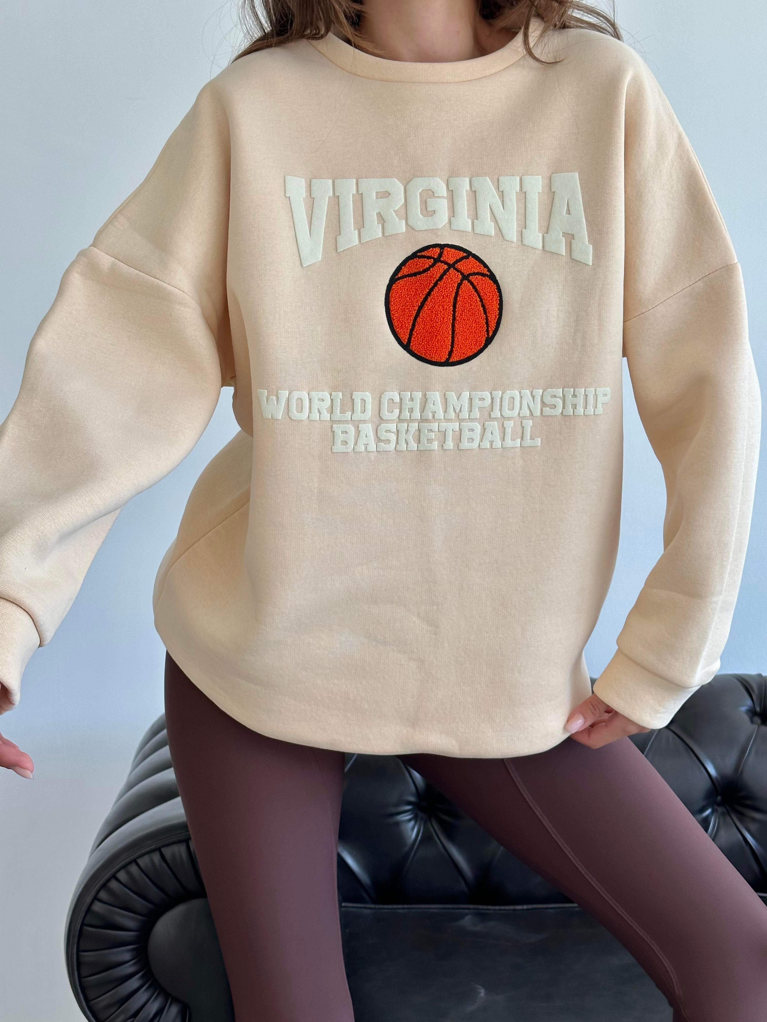 Virginia Basketball Oversize 3 İplik Sweatshirt Bej