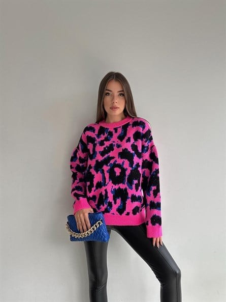 Ribanalı Leo Oversize Yumoş Kazak Pembe