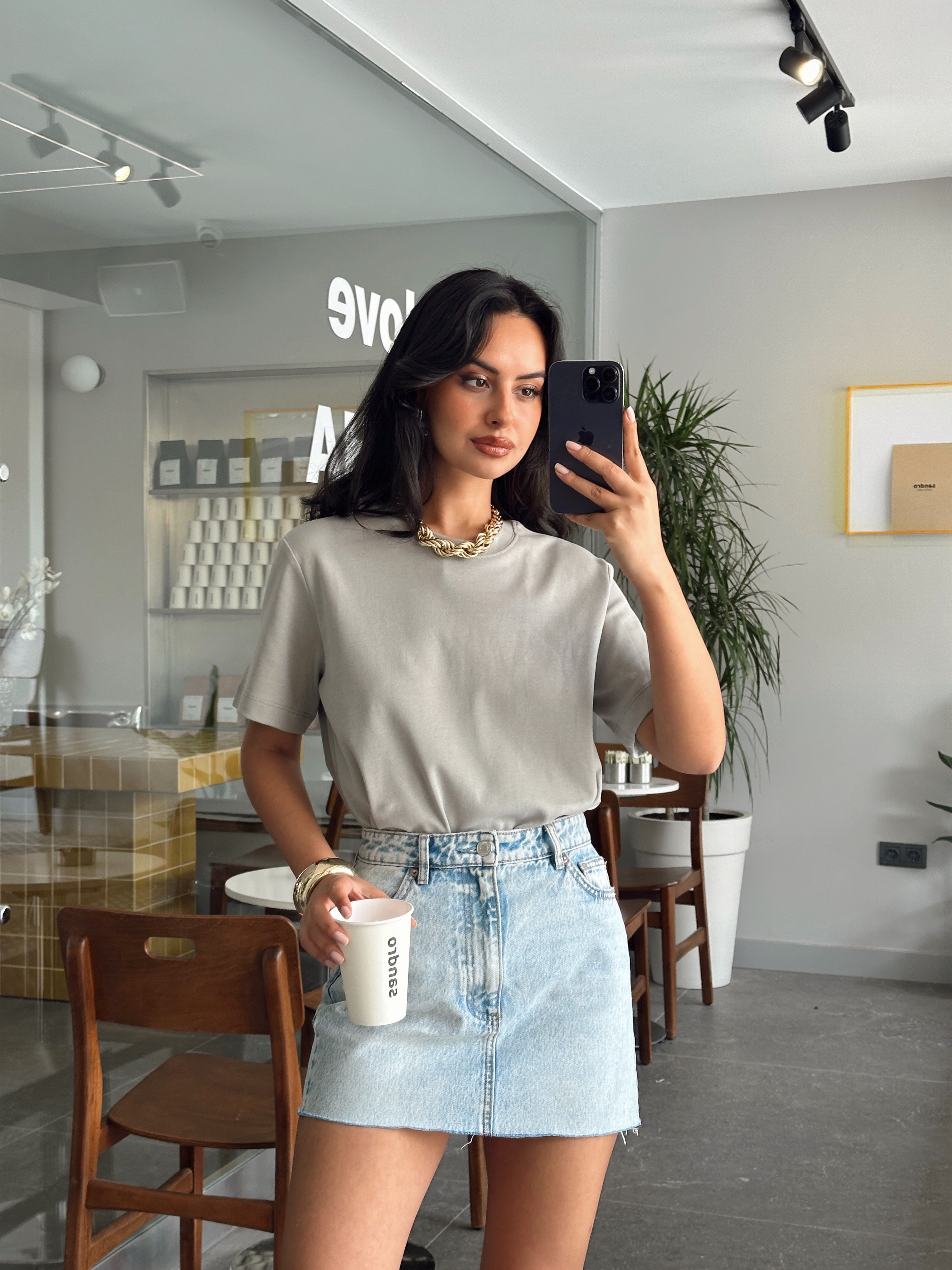 Düz Oversize Basic - Gri