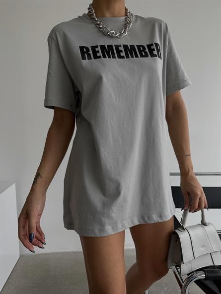 Remember Basic T-shirt Gri