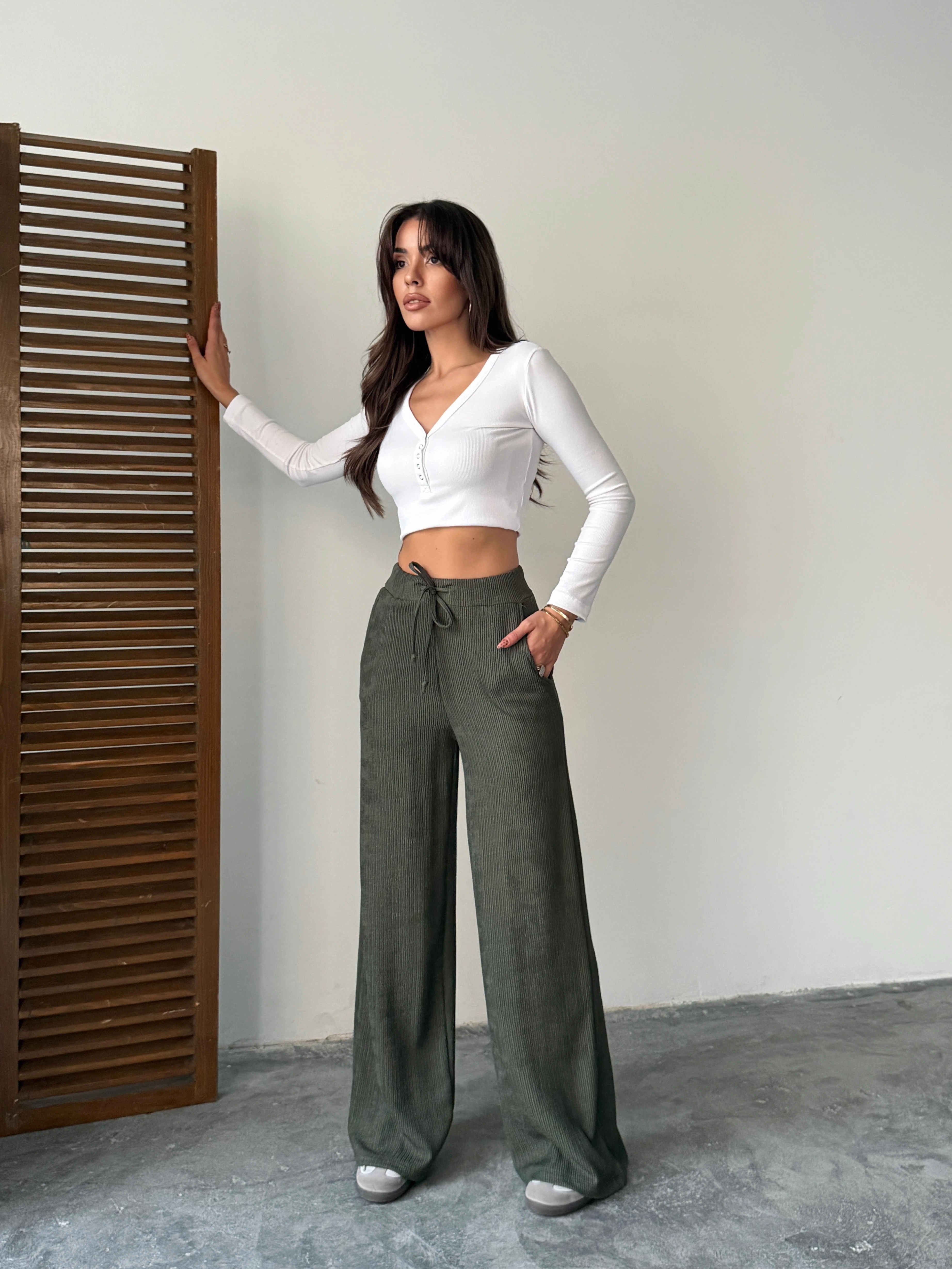 Bel Bağcık Fitilli Pantolon