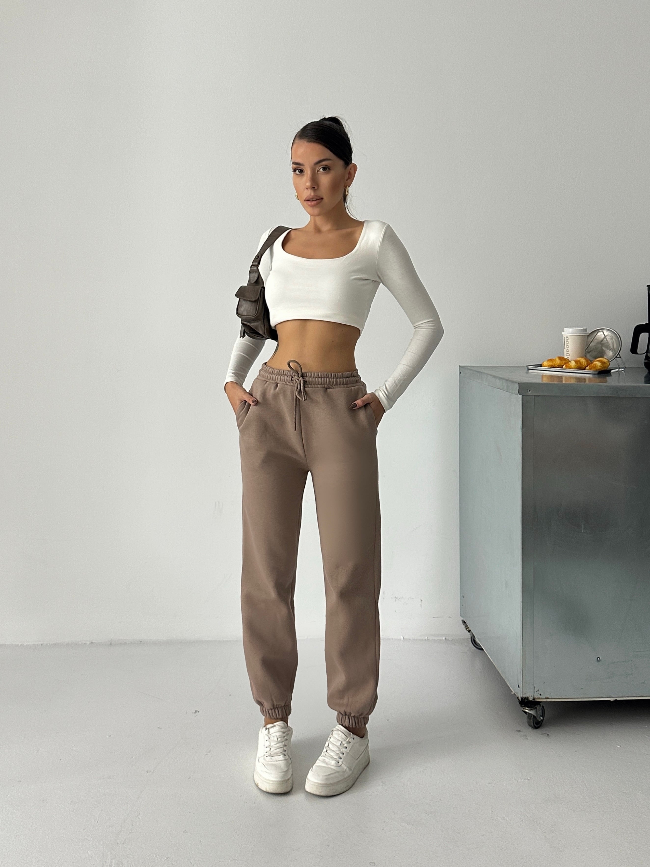 Bel Lastik Jogger Eşofman Vizon