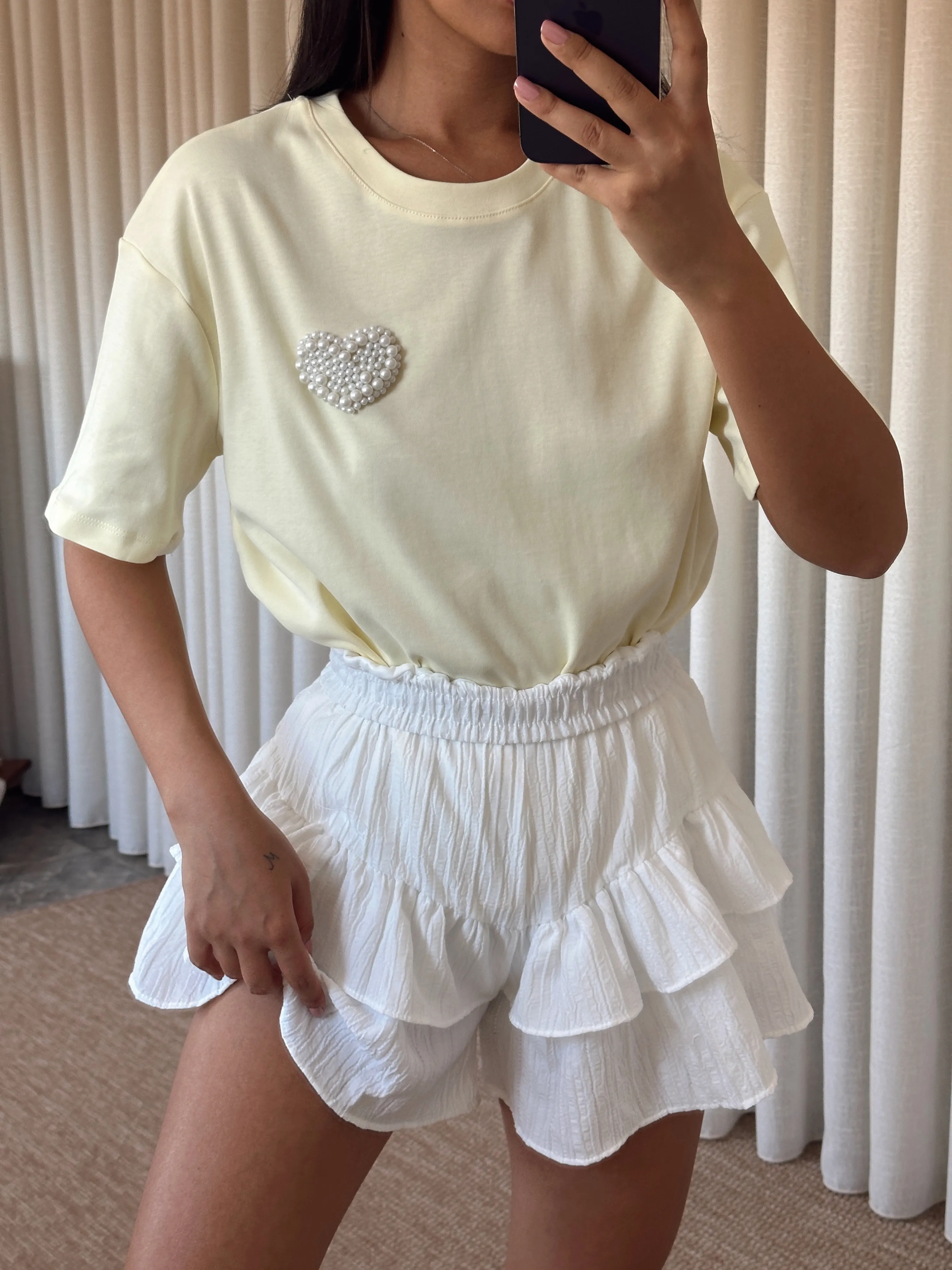 İnci Detay Oversize Basic - Sarı