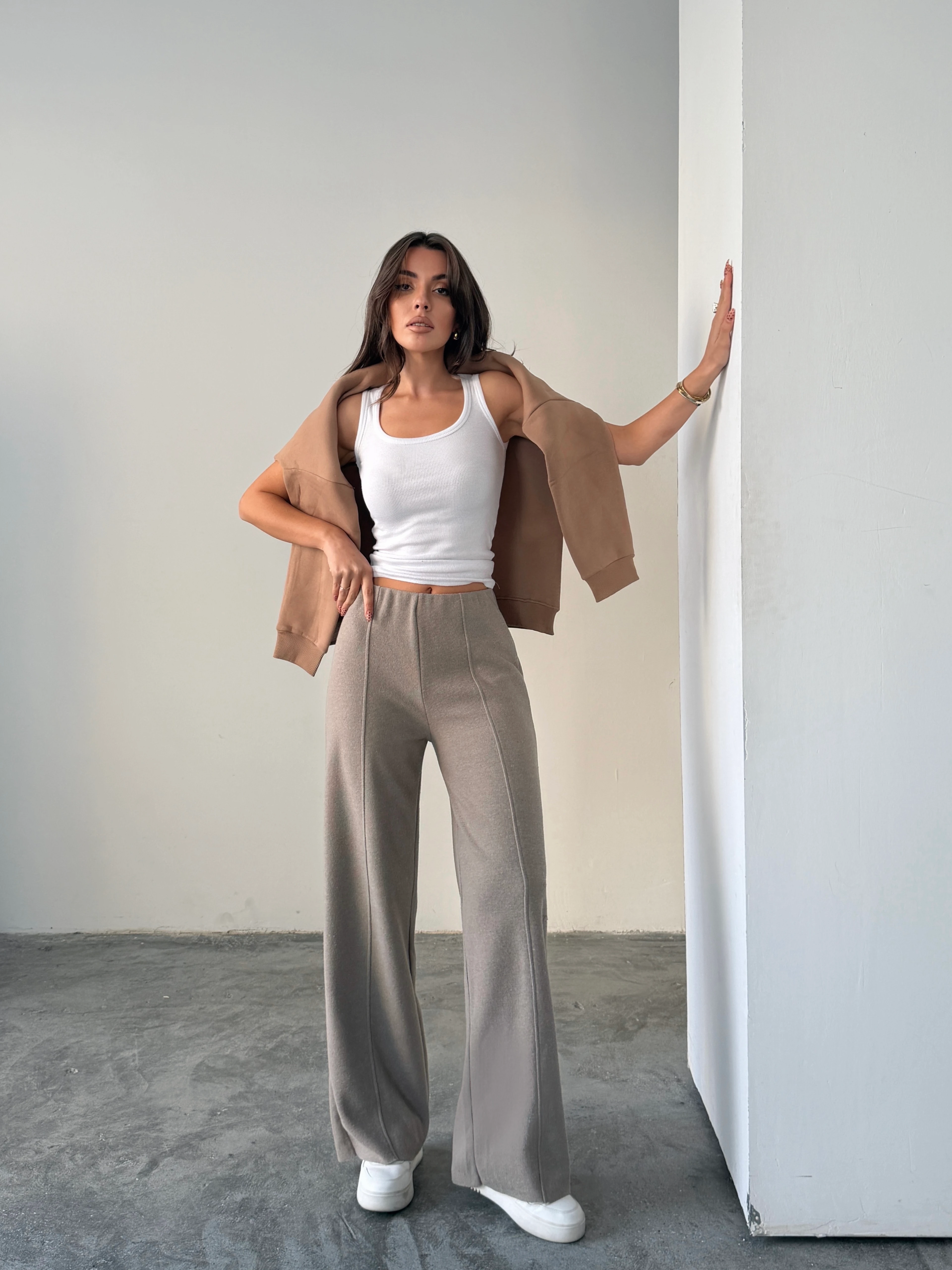 Çimalı Bel Lastik Selanik Pantolon - Bej