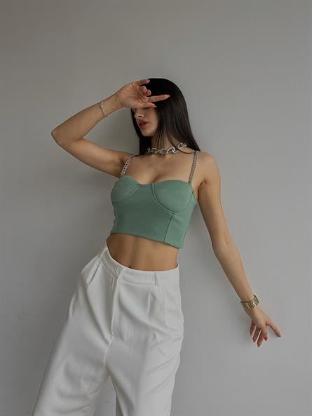 Cup Detay Zincirli Büstiyer Mint