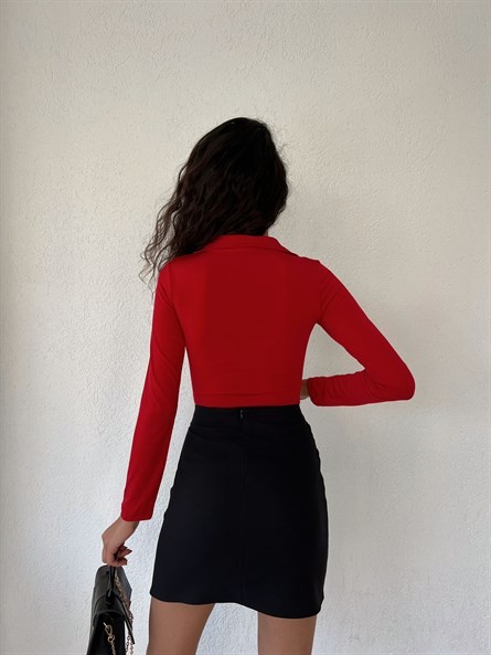 Polo Yaka Sandy Bodysuit Kırmızı