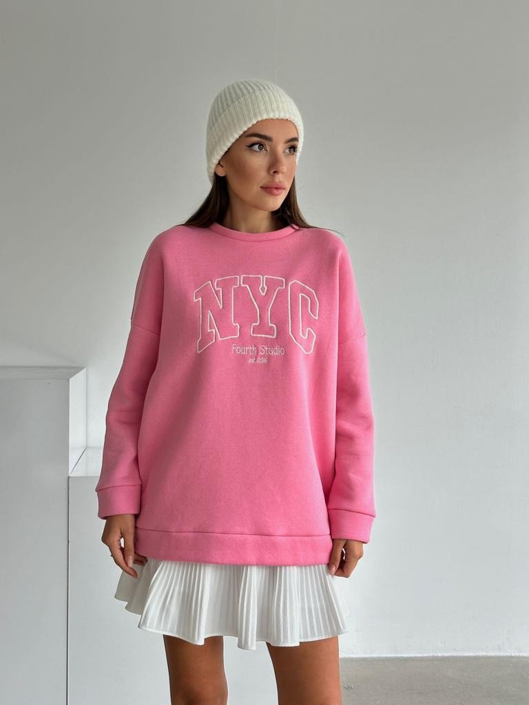 Nyc Baskılı Sweat Pembe