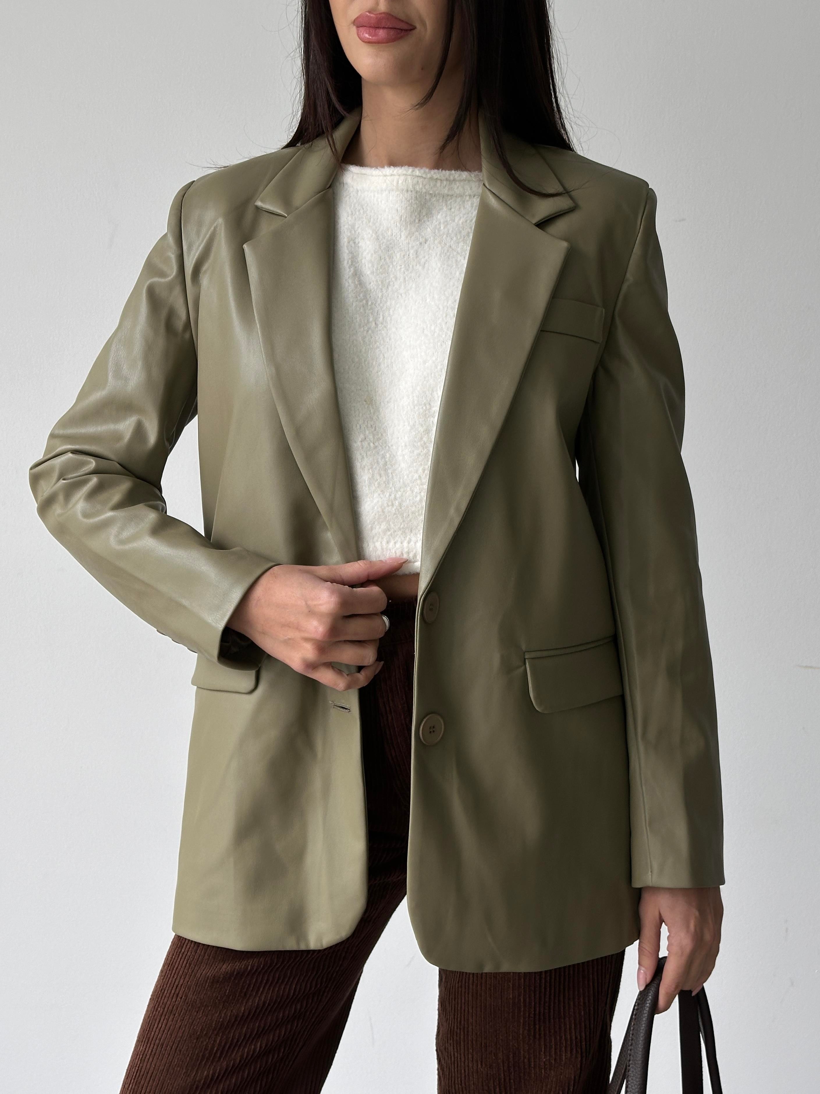 Deri Cepli Blazer Ceket Mint