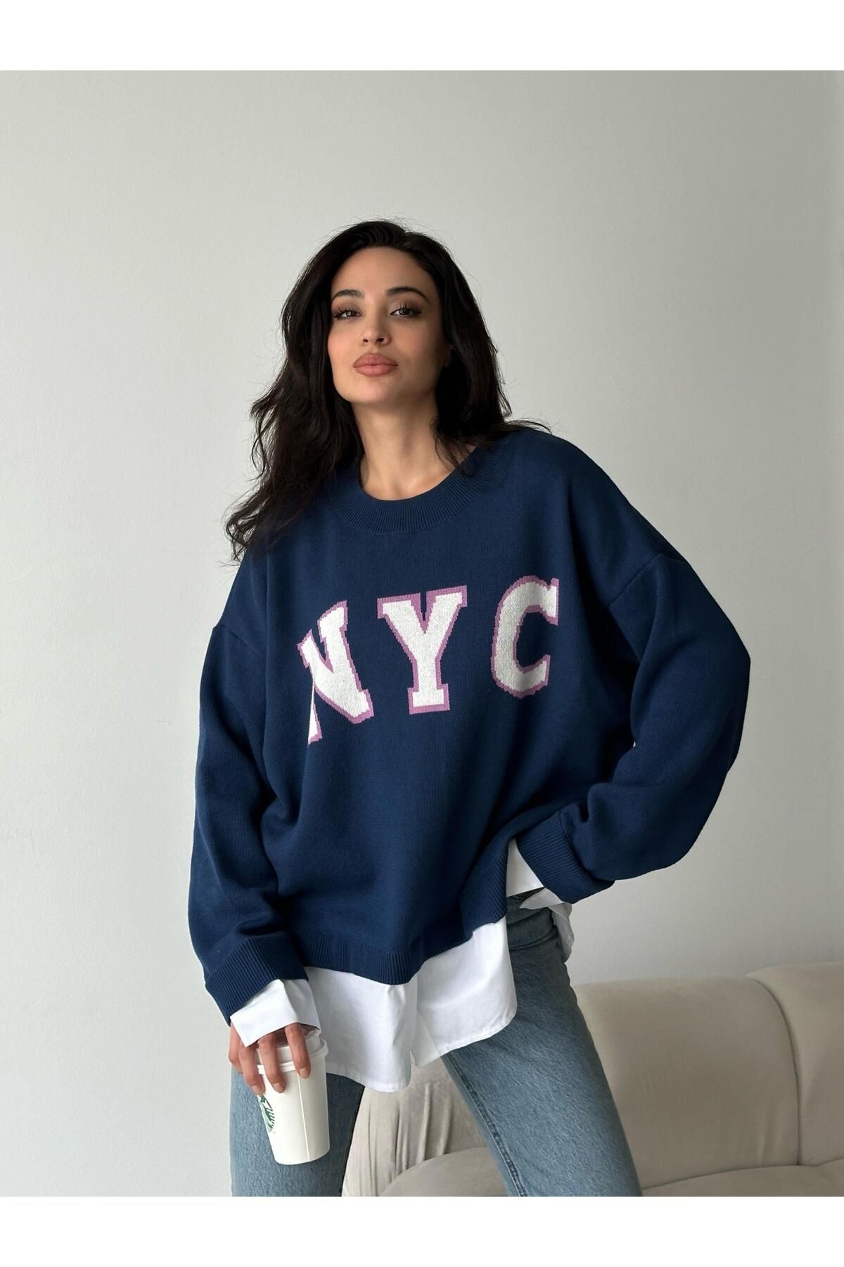 Nyc Gömlekli Birleşik Sweat Lacivert