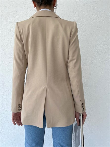 Slim Fit Tek Düğme Blazer Ceket Taş
