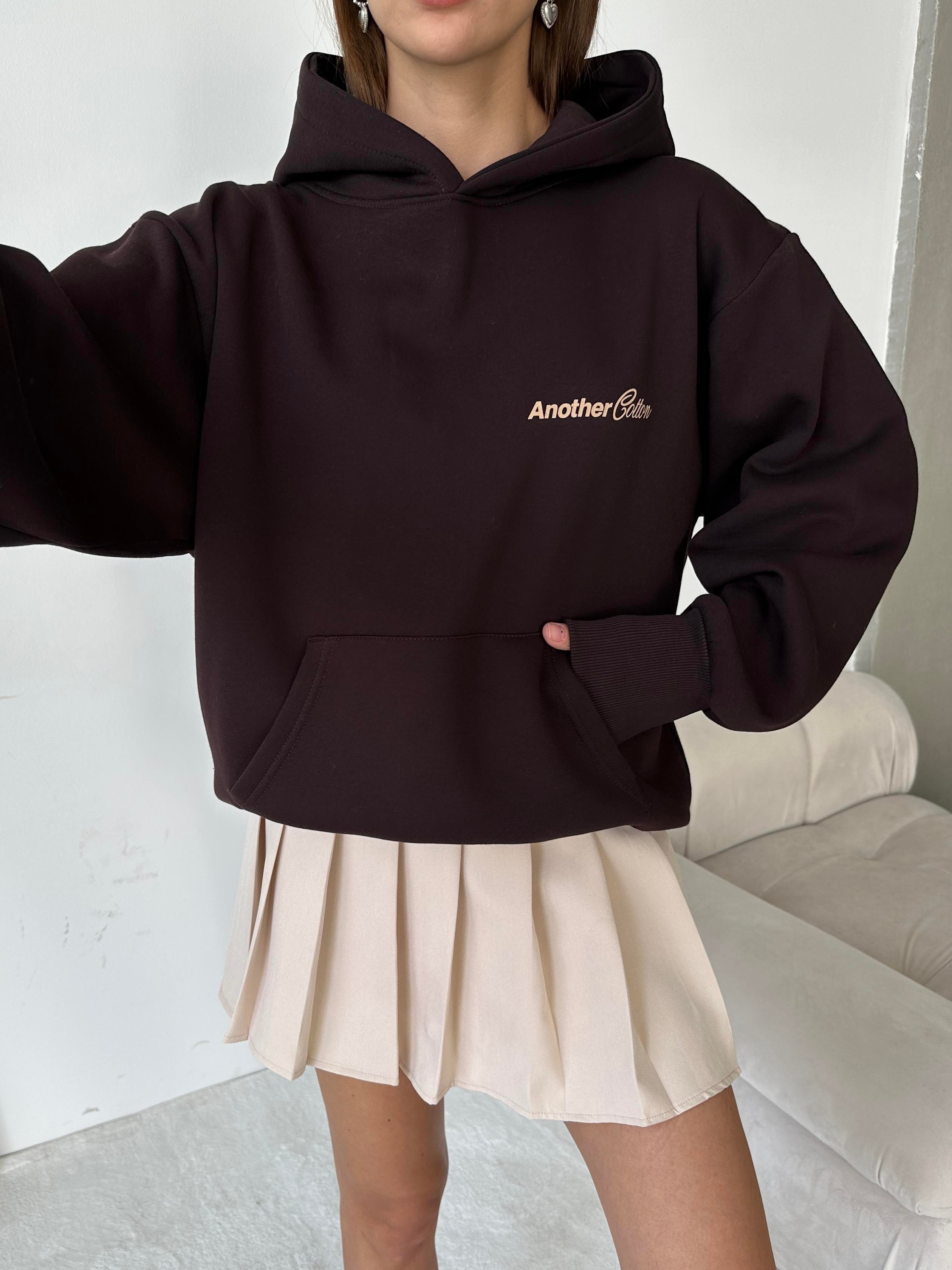 Another Kapüşonlu Sweatshirt Acı kahve