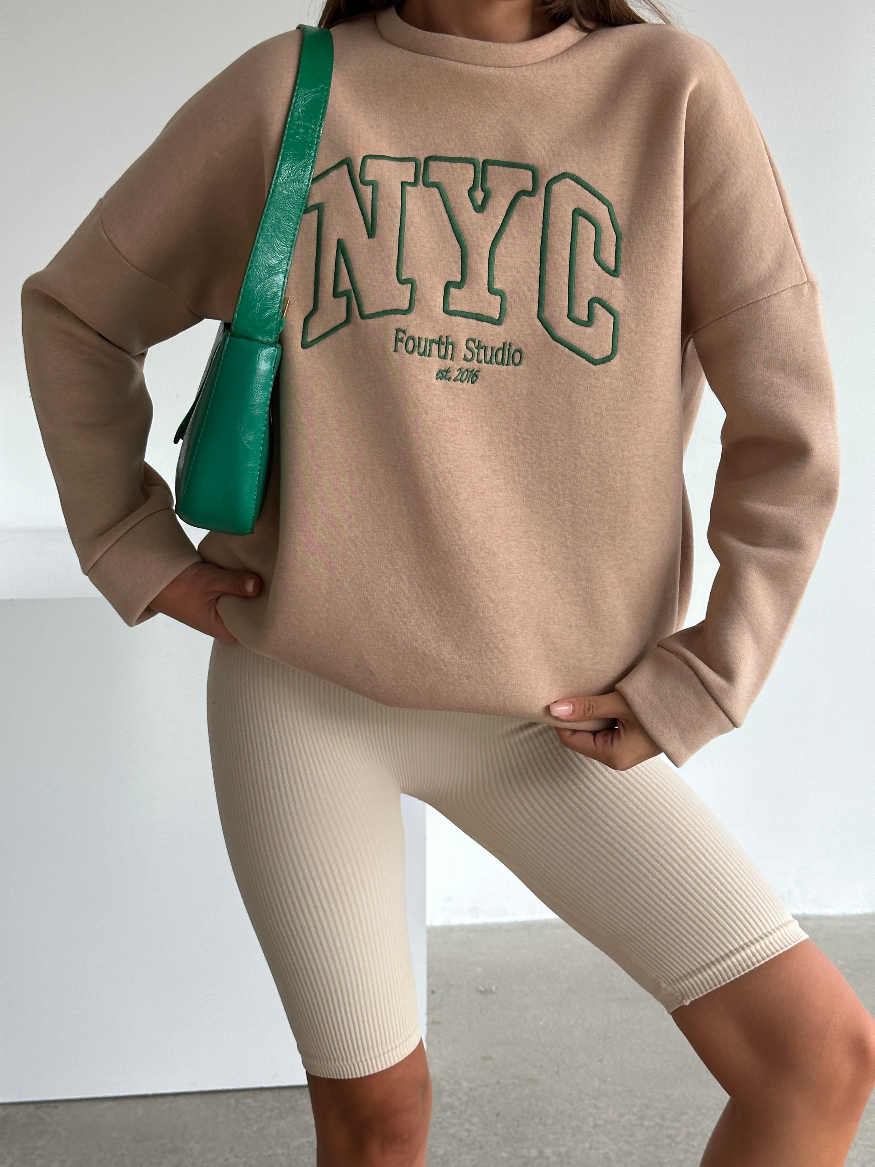 Nyc Baskılı Sweat Vizon