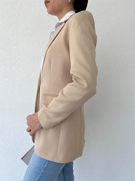 Slim Fit Tek Düğme Blazer Ceket Taş