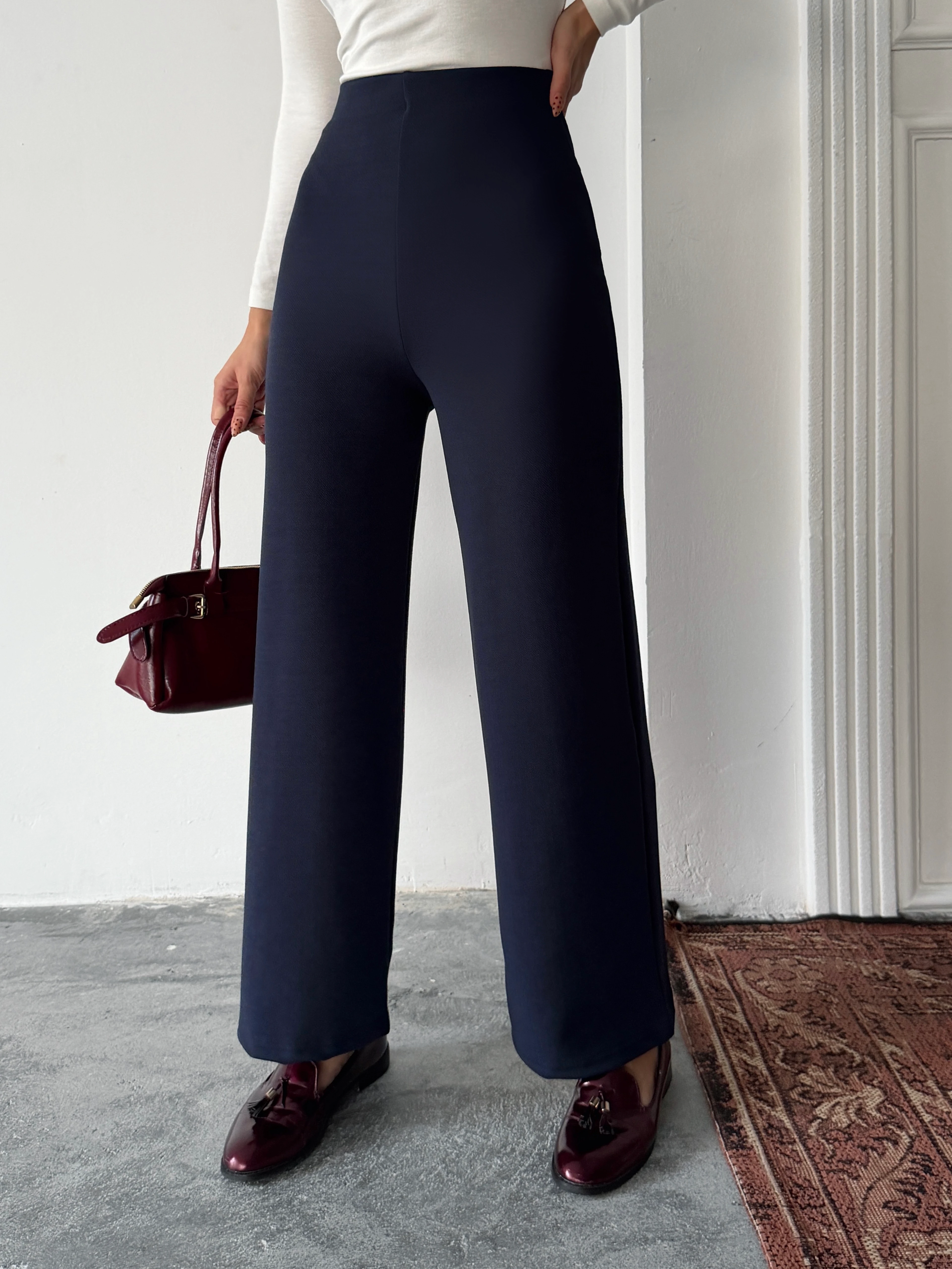 Bel İçten Lastik Kumaş Pantolon 