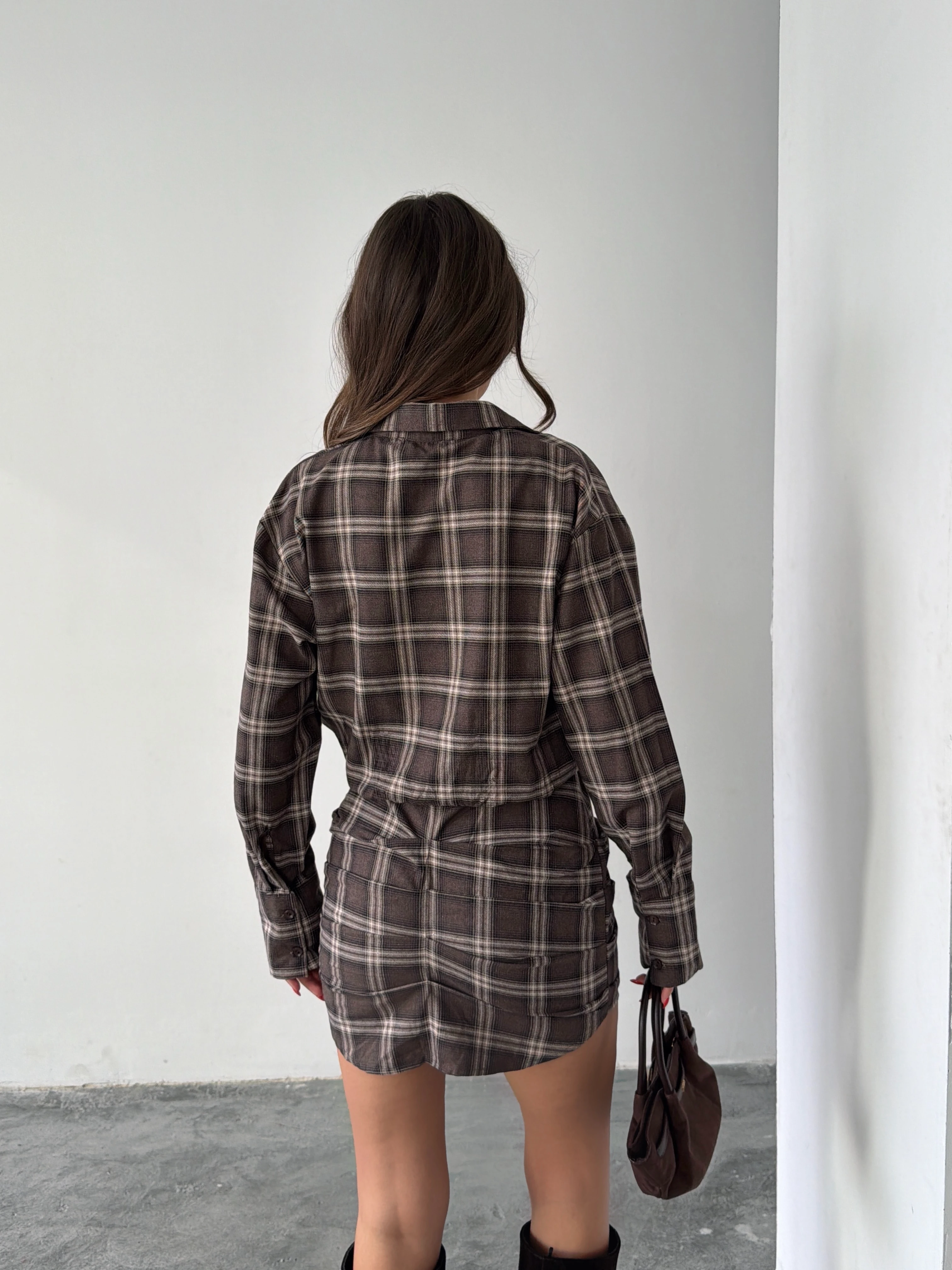 Ekose Gömlek Elbise 