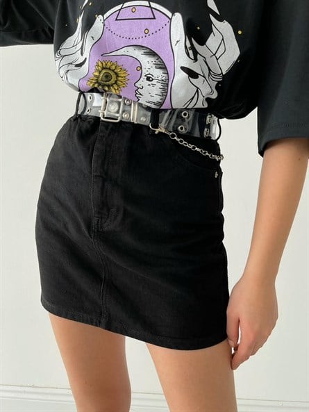 Black Cepli Kot Etek Siyah