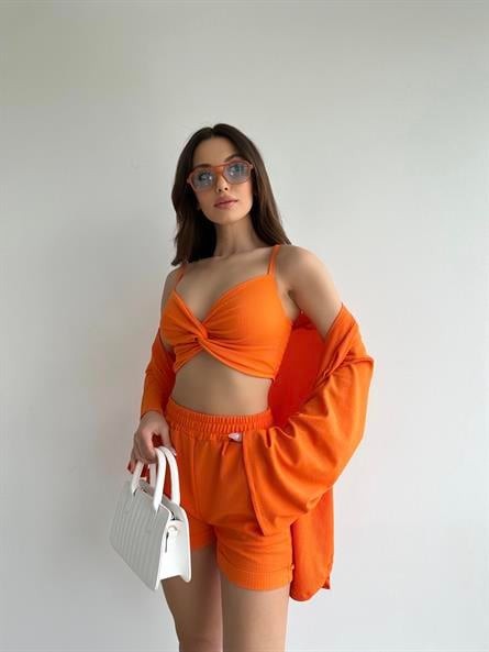 Üçlü Sun Kimono Takım Turuncu