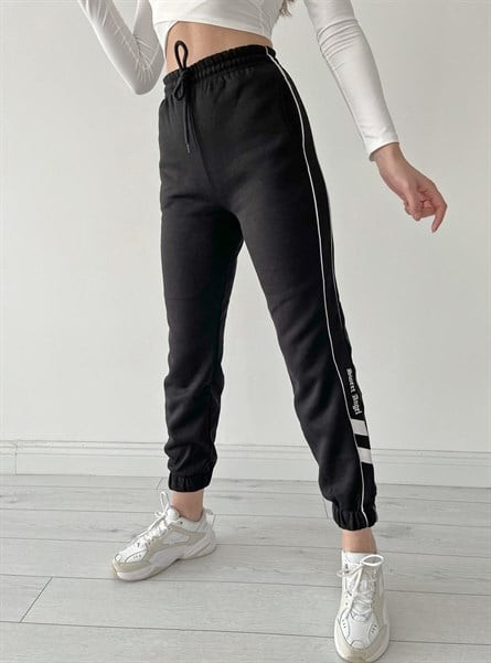 Yan Manşet Jogger Eşofman Siyah